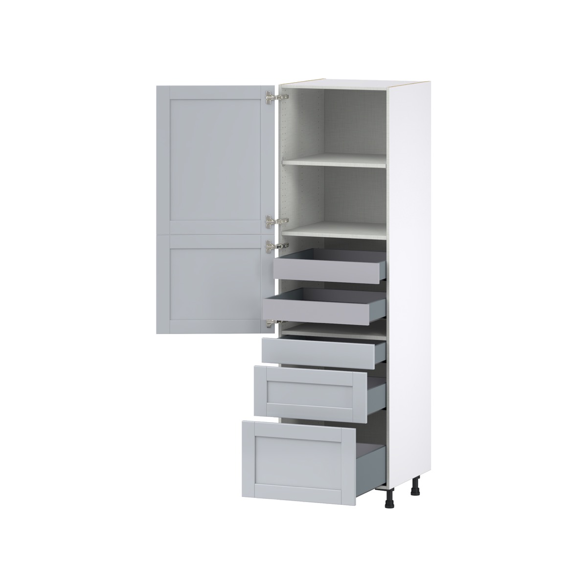 Sea Holly Light Gray  Shaker Assembled Pantry  Cabinet with 2 Inner Drawers (24 in. W x 84.5 in. H x 24 in. D)