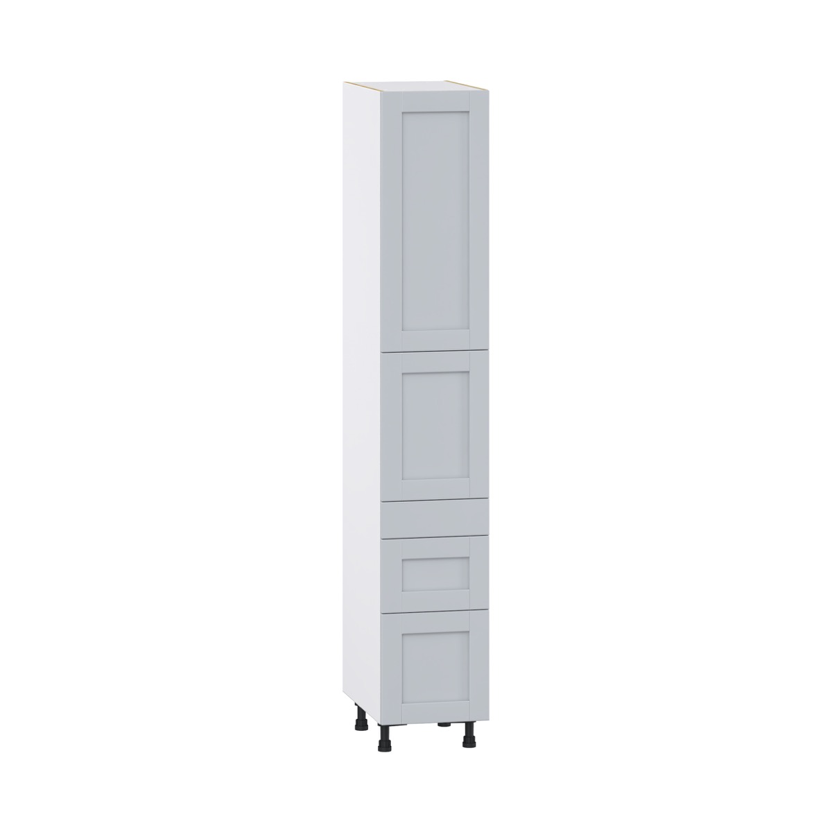 Sea Holly Light Gray  Shaker Assembled Pantry  Cabinet with 3 Drawers and 2 Inner Drawers (15 in. W x 89.5 in. H x 24 in. D)