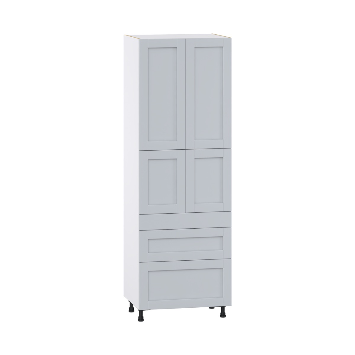 Sea Holly Light Gray  Shaker Assembled Pantry  Cabinet with 3 Drawers and 2 Inner Drawers (30 in. W x 89.5 in. H x 24 in. D)