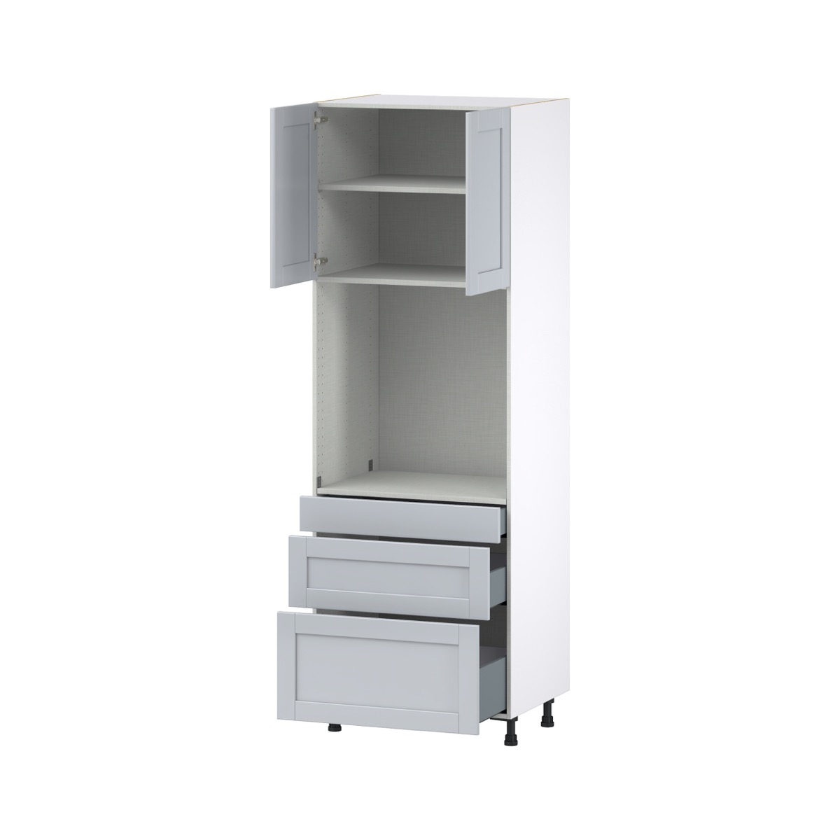 Sea Holly Light Gray  Shaker Assembled Single Oven  Cabinet with Drawers (30 in. W x 89.5 in. H x 24 in. D)