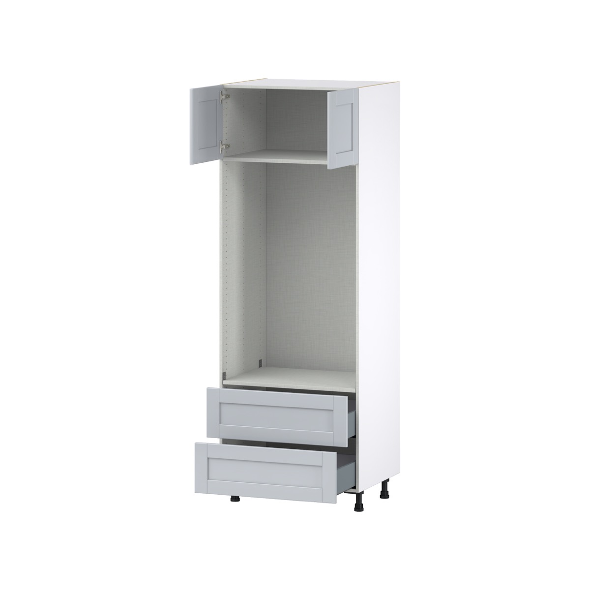 Sea Holly Light Gray  Shaker Assembled Pantry Micro/Oven Combo  Cabinet with 2 Drawers  (30 in. W x 84.5 in. H x 24 in. D)