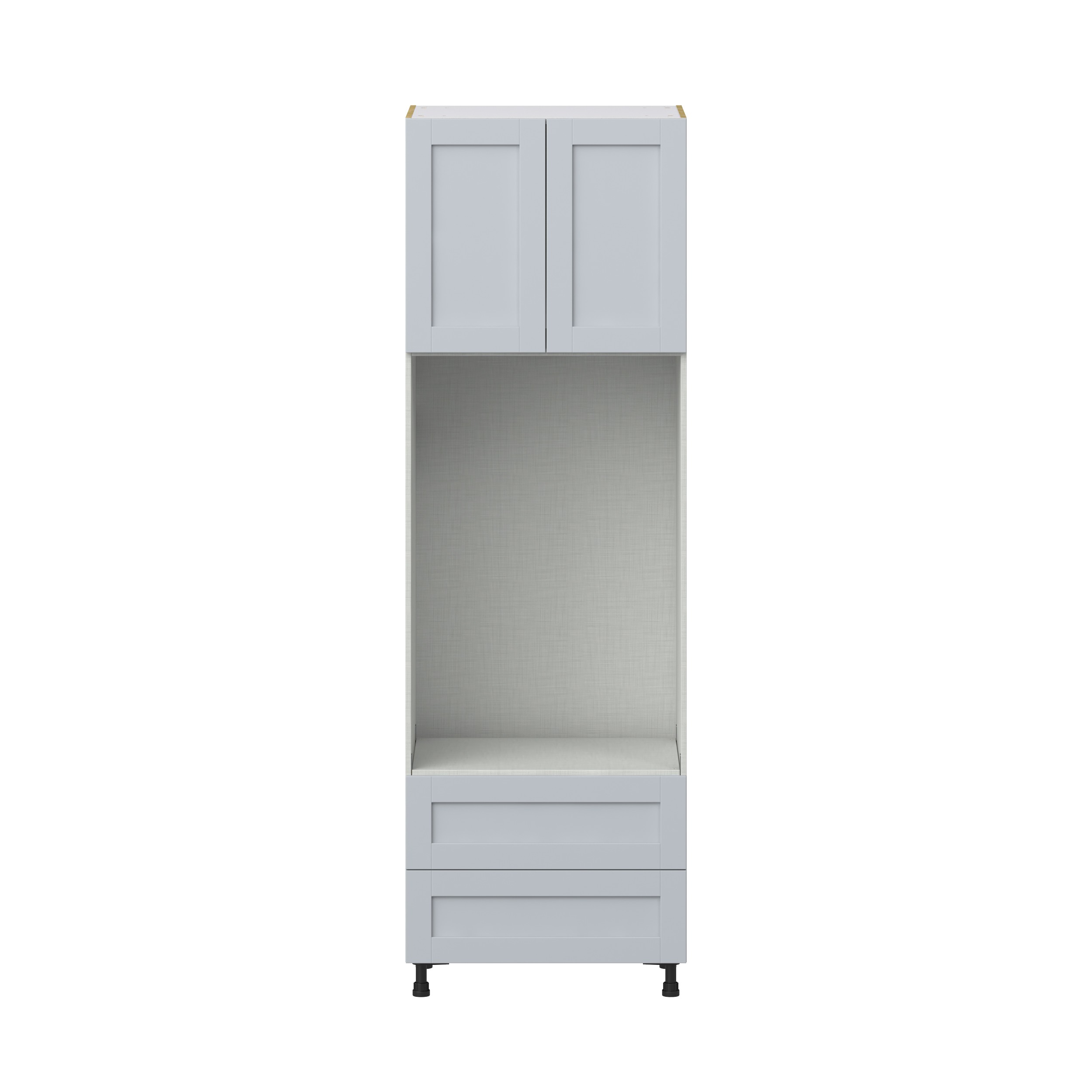 Sea Holly Light Gray Shaker Assembled Pantry Micro/Oven Combo Cabinet with 2 Drawers (30 in. W x 94.5 in. H x 24 in. D)