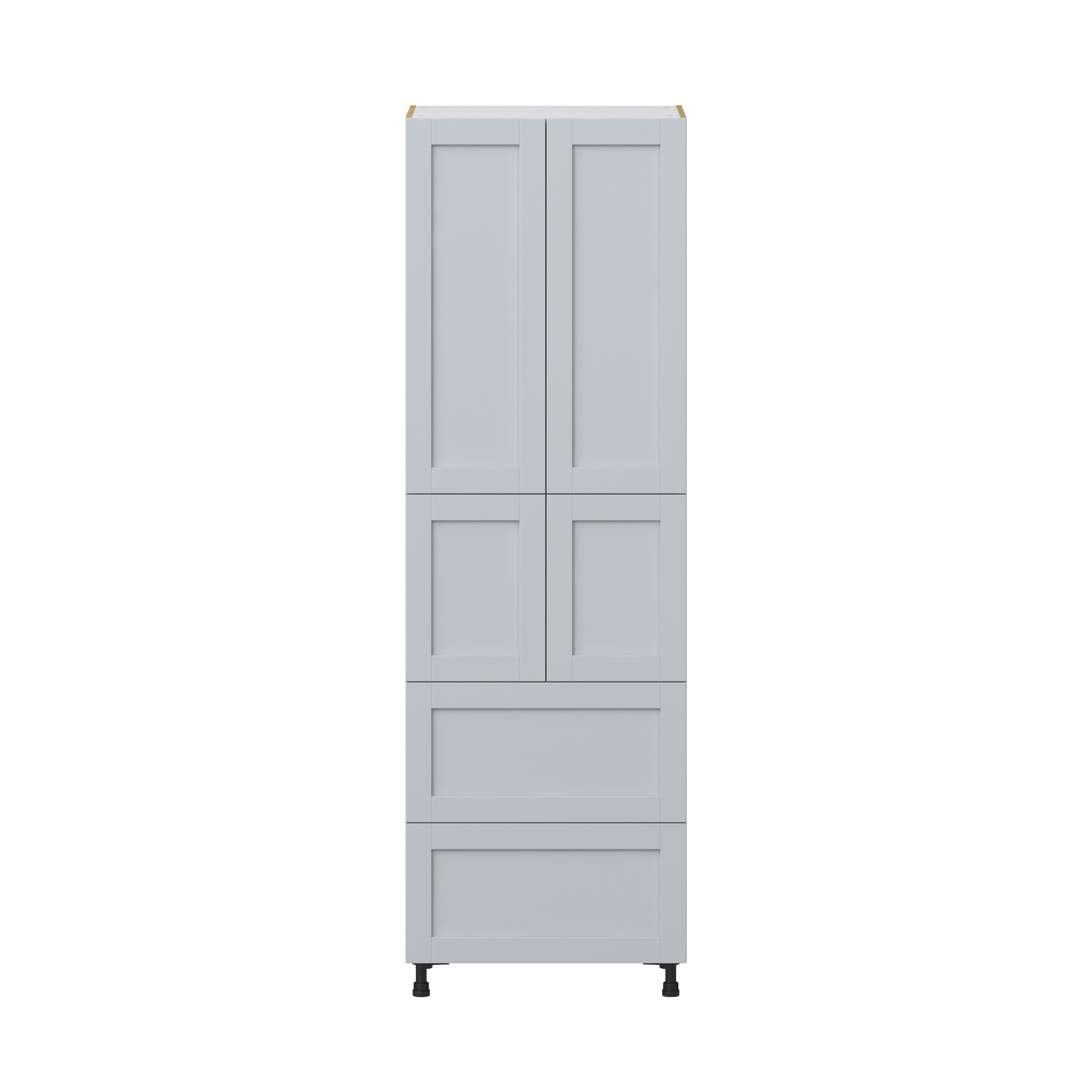 Sea Holly Light Gray Shaker Assembled Pantry Cabinet 4 Doors with 2 Drawers and 2 Inner Drawers (30 in. W X 94.5 in. H X 24 in. D)