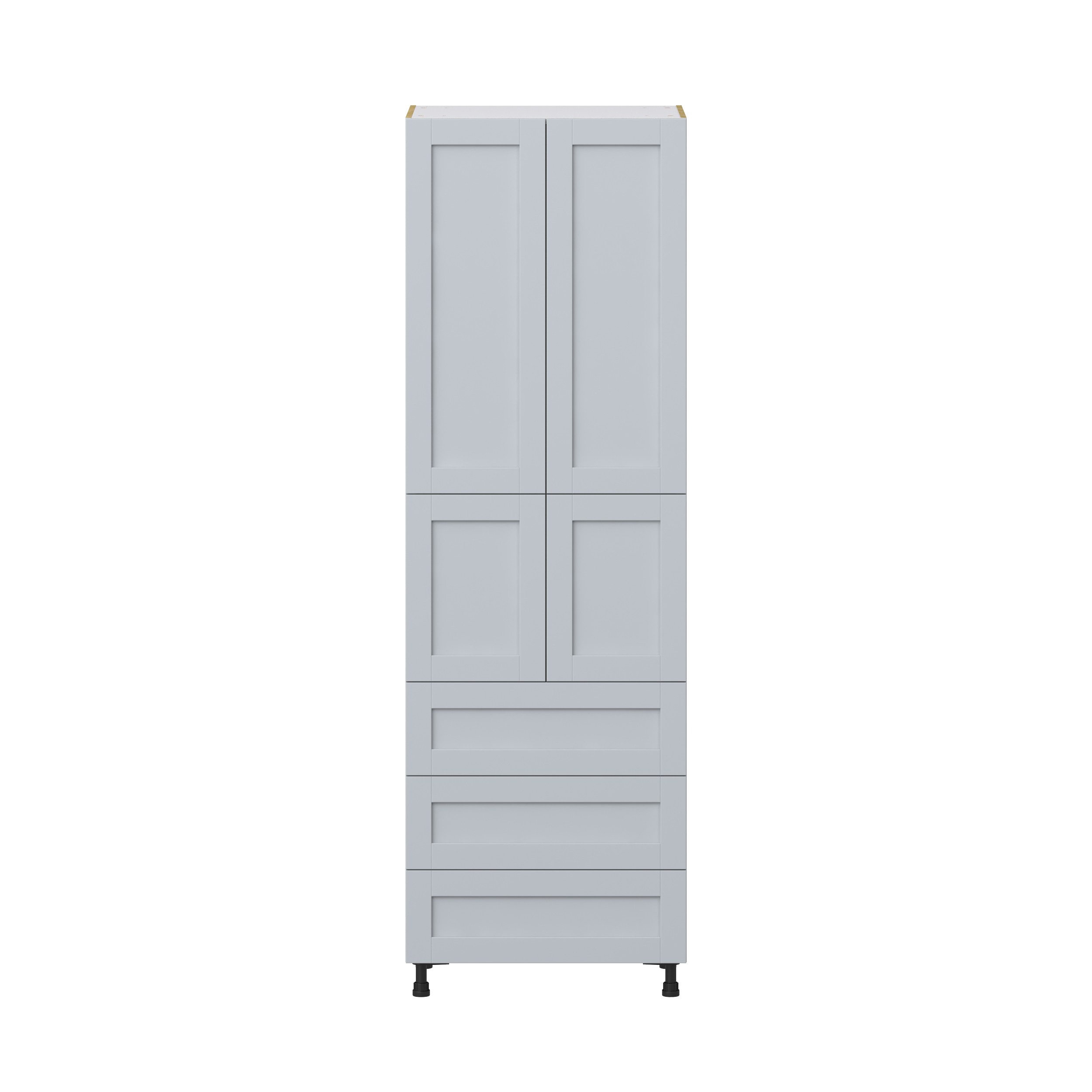 Sea Holly Light Gray Shaker Assembled Pantry Cabinet 4 Doors with 3 Drawers and 2 Inner Drawers (30 in. W X 94.5 in. H X 24 in. D)