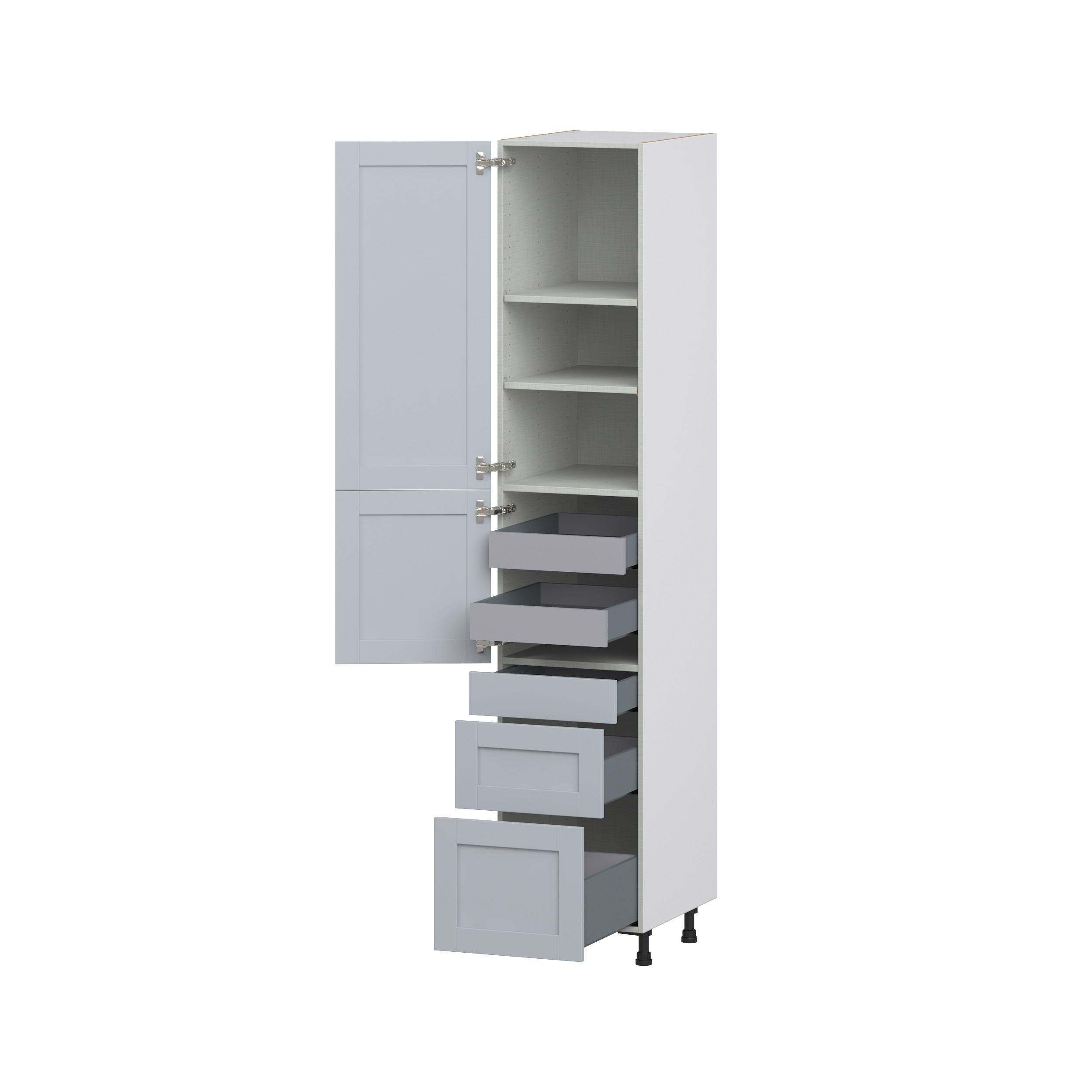 Sea Holly Light Gray Shaker Assembled Pantry Cabinet with 3 Drawers and 2 Inner Drawers (18 in. W X 94.5 in. H X 24 in. D)