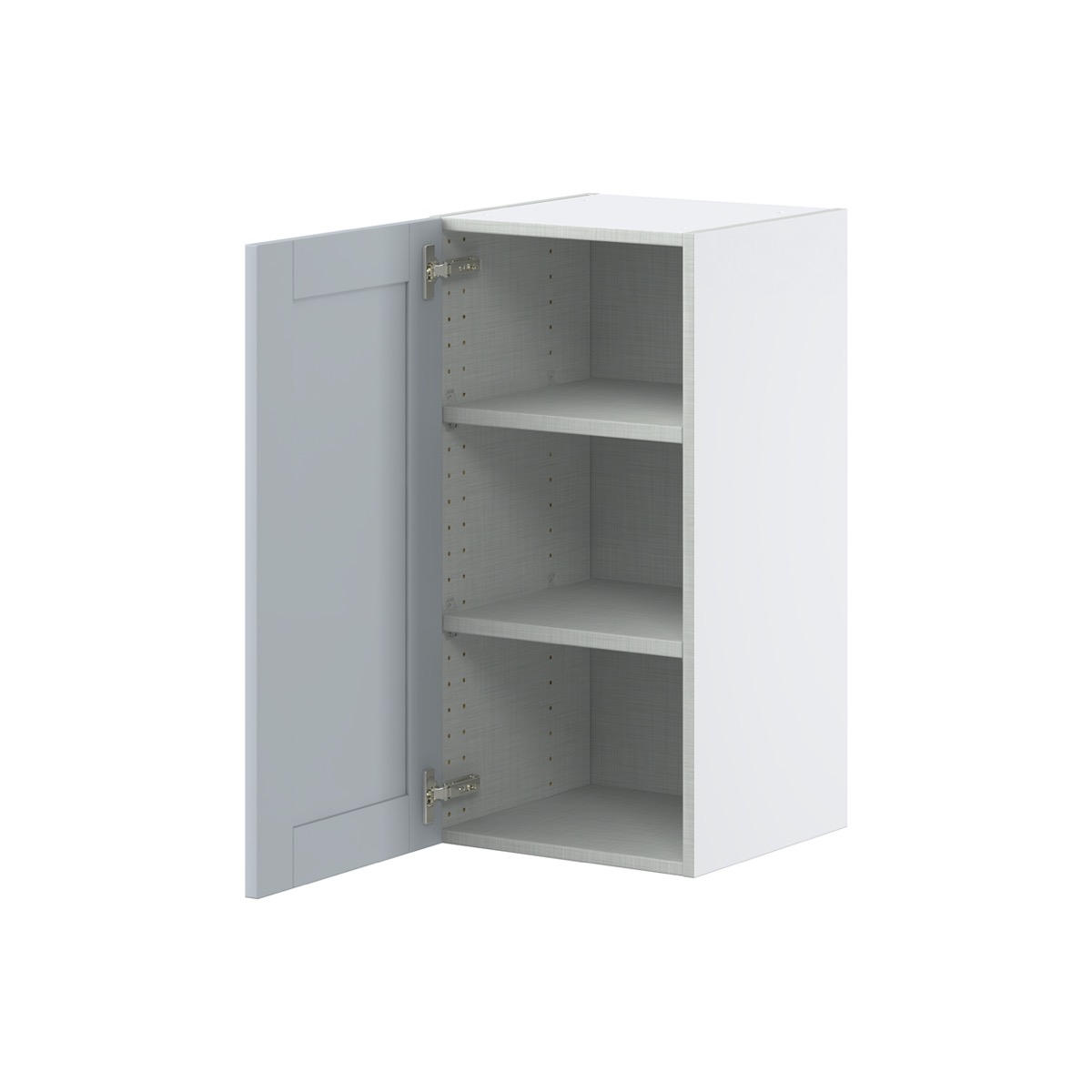 Sea Holly Light Gray  Shaker Assembled Wall  Cabinet with Full High Door (15 in. W x 30 in. H x 14 in. D)