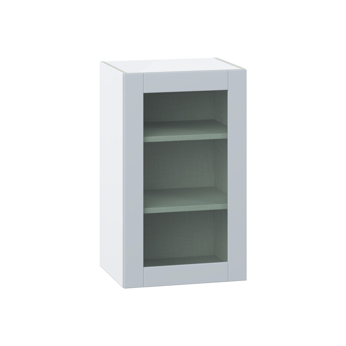 Sea Holly Light Gray Assembled Wall  Cabinet with a Full High Glass Door (18 in. W x 30 in. H x 14 in. D)