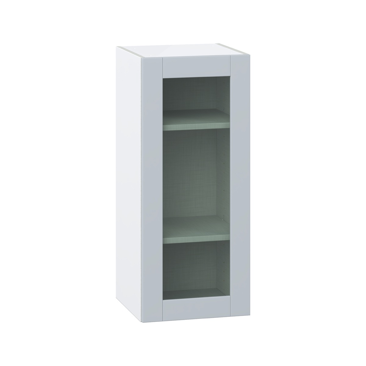 Sea Holly Light Gray Assembled Wall  Cabinet with a Full High Glass Door (15 in. W x 35 in. H x 14 in. D)