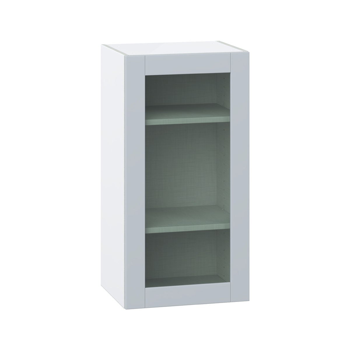 Sea Holly Light Gray Assembled Wall  Cabinet with a Full High Glass Door (18 in. W x 35 in. H x 14 in. D)