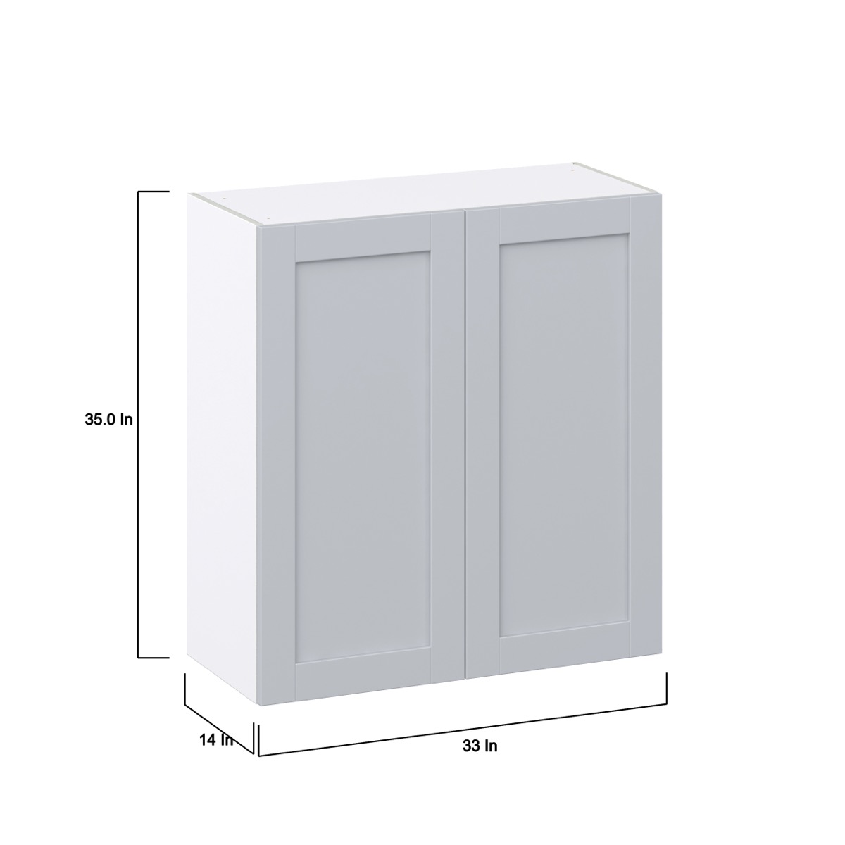 Sea Holly Light Gray  Shaker Assembled Wall  Cabinet (33 in. W X 35 in. H X 14 in. D)