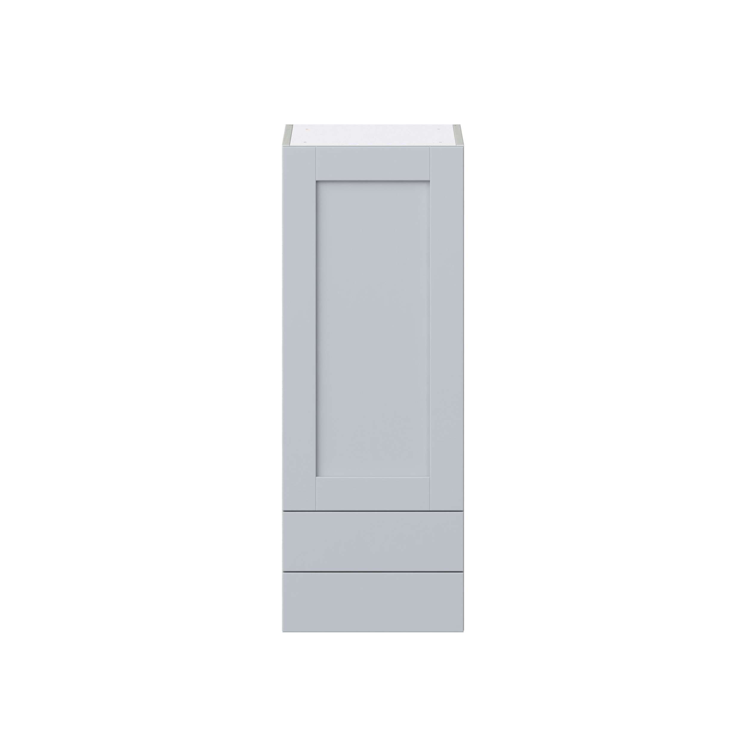 Sea Holly Light Gray Shaker Assembled Wall Cabinet with a Door and Two 5 in. Drawers (15 in. W x 40 in. H x 14 in. D)