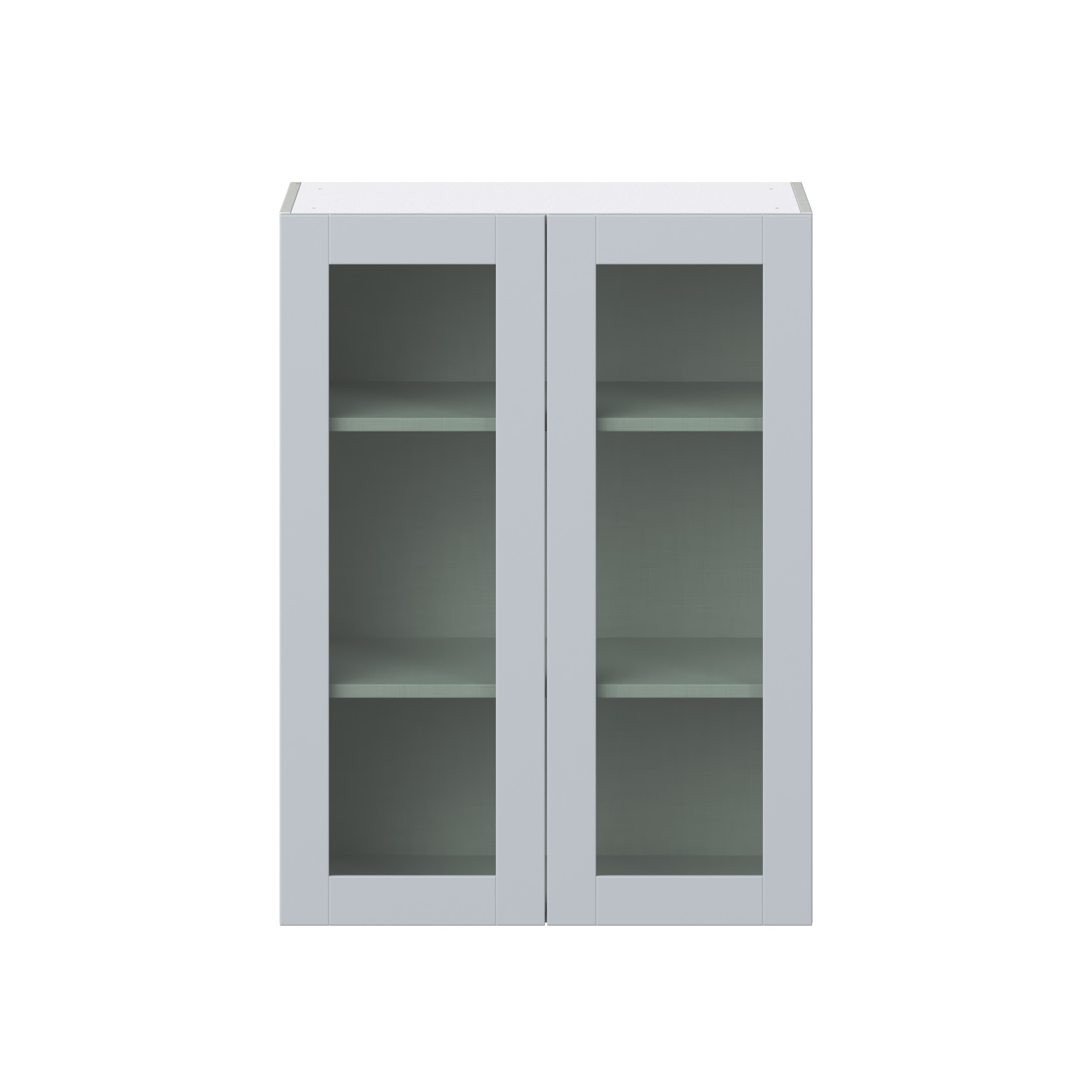 Sea Holly Light Gray Shaker Assembled Wall Cabinet with 2 Glass Door (30 in. W x 40 in. H x 14 in. D)