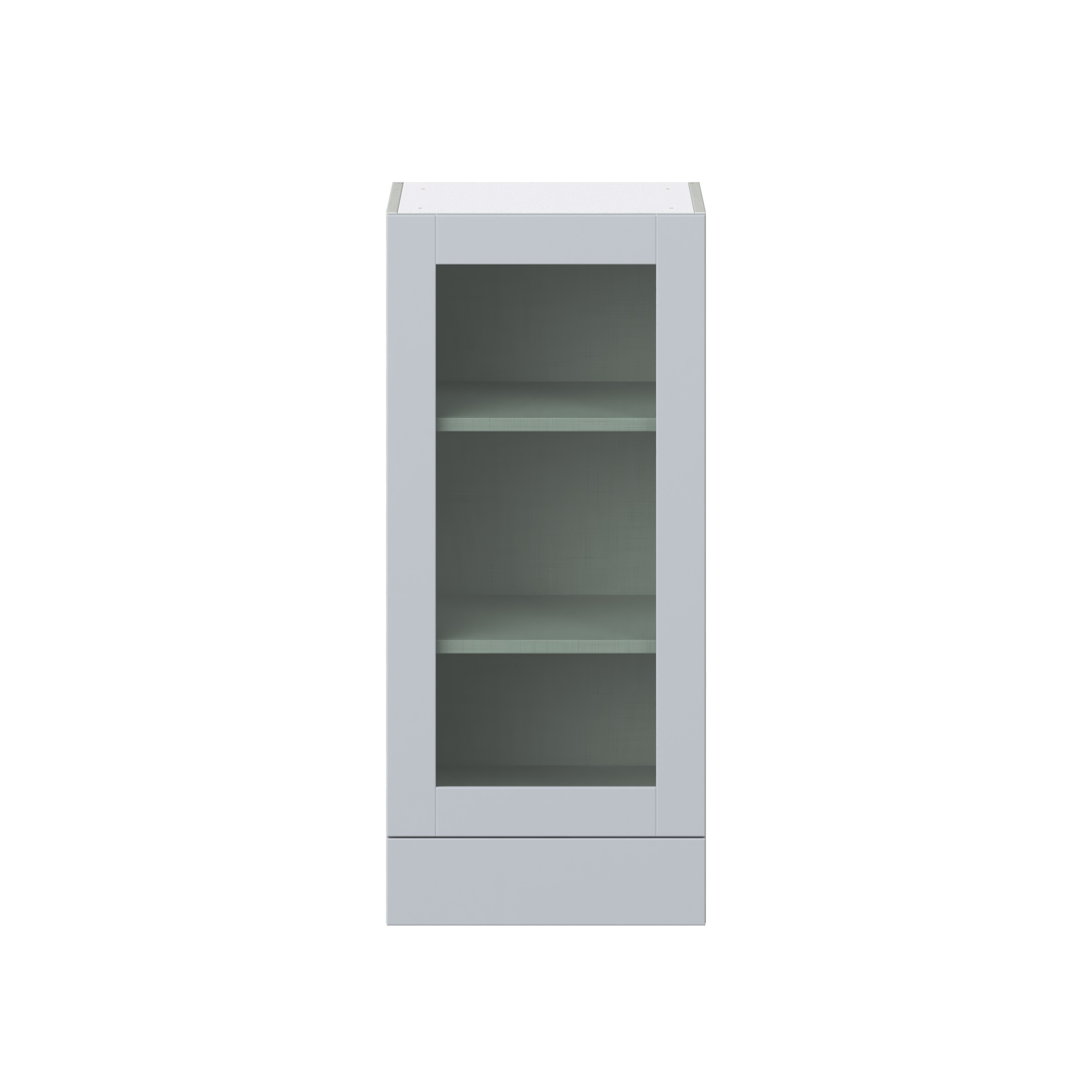 Sea Holly Light Gray Shaker Assembled Wall Cabinet with a Glass Door and a 5 in. Drawer (18 in. W x 40 in. H x 14 in. D)