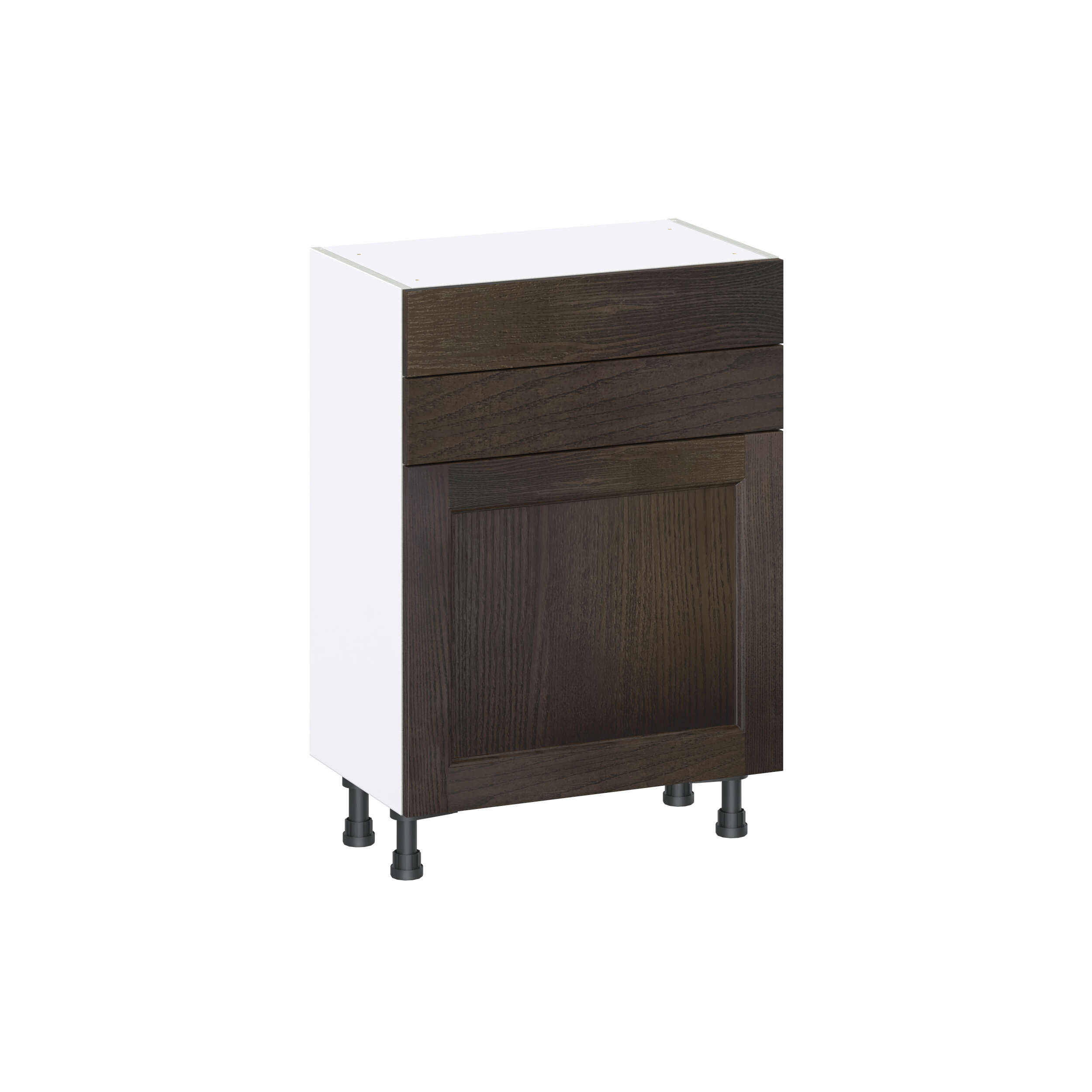 Summerina Chestnut Solid Wood Recessed Assembled Shallow Base Cabinet with 1 Door and Two 10 in. Drawers (24 in. W x 34.5 in. H x 14 in. D)