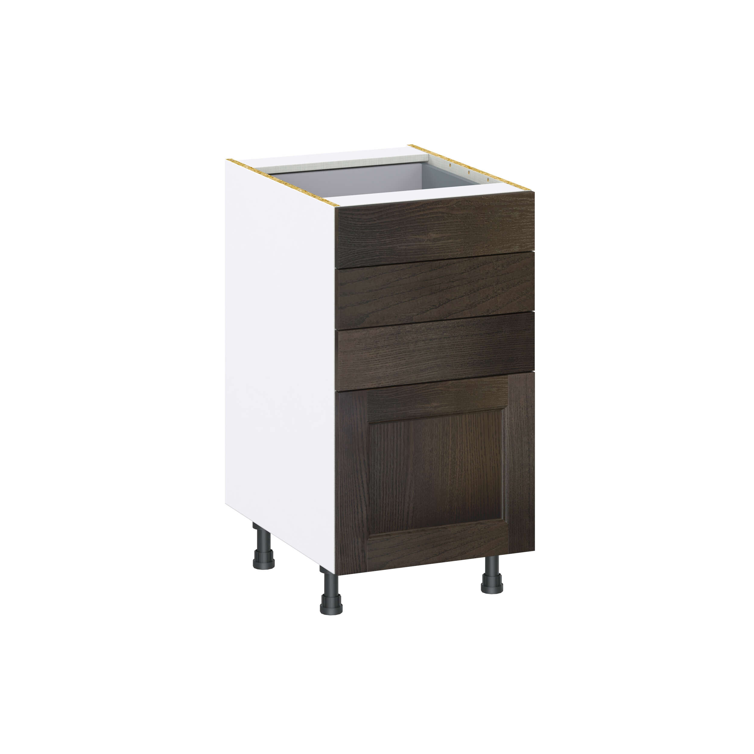 Summerina Chestnut Solid Wood Recessed Assembled Base Cabinet with 4 Drawers (18 in. W x 34.5 in. H x 24 in. D)