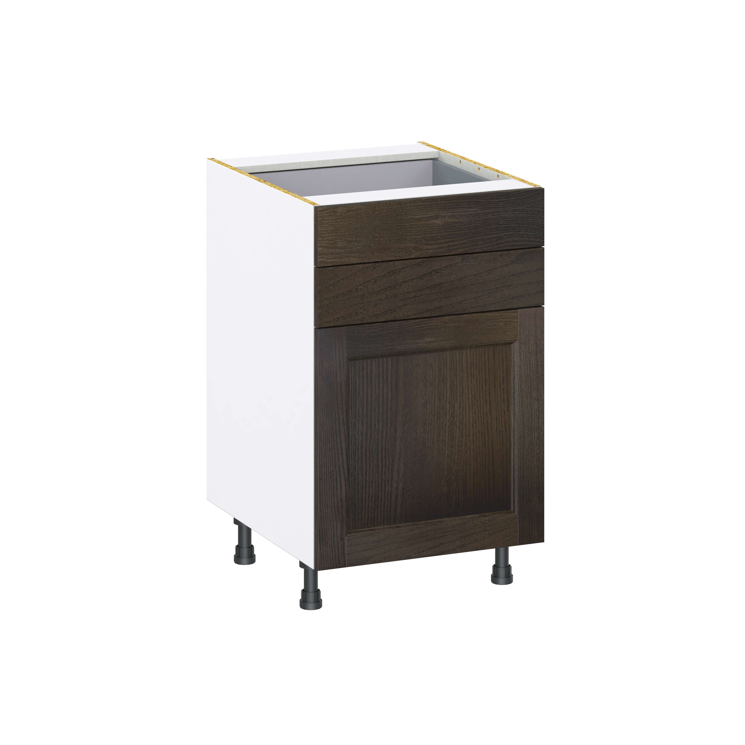 Summerina Chestnut Solid Wood Recessed Assembled Base Cabinet with 1 Door and Two 5 in. Drawers (21 in. W X 34.5 in. H X 24 in. D)