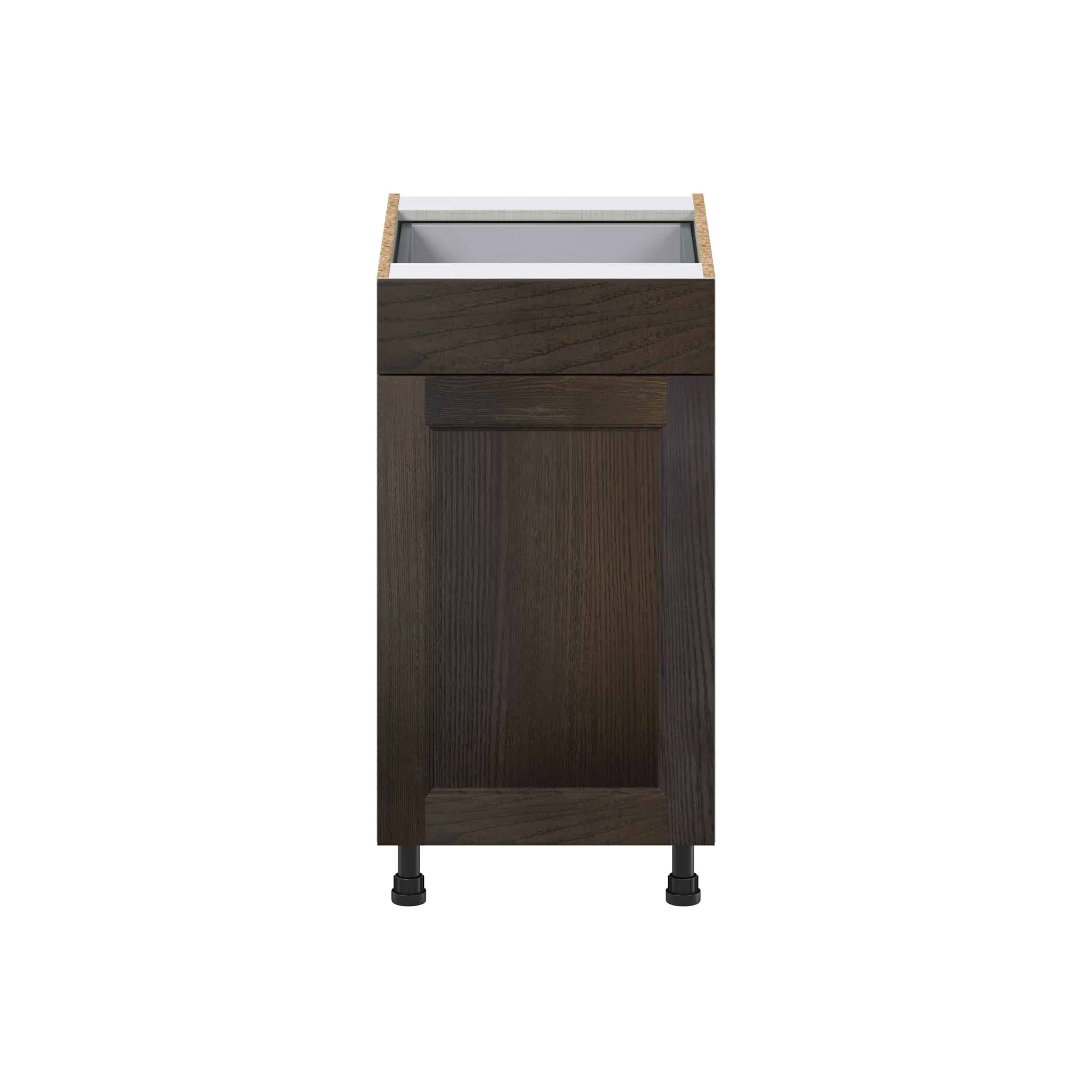 Summerina Chestnut Solid Wood Recessed Assembled with 1 Drawer and 2 Pull Out Waste Bin Kitchen Cabinet (18 in. W x 34.5 in. H x 24 in. D)