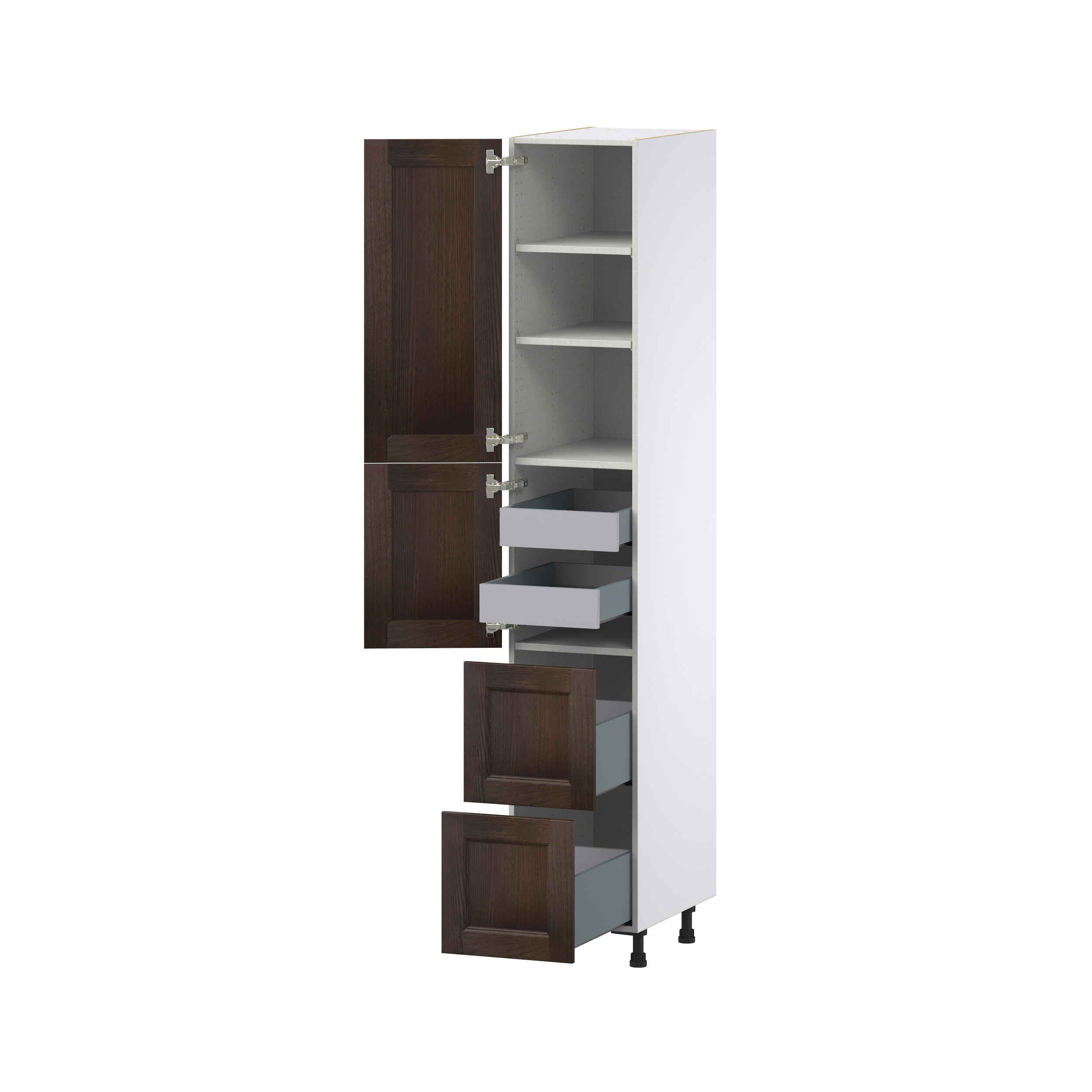 Summerina Chestnut Solid Wood Recessed Assembled Pantry Cabinet 2 Doors with 2 Drawers and 2 Inner Drawers (15 in. W X 89.5 in. H X 24 in. D)