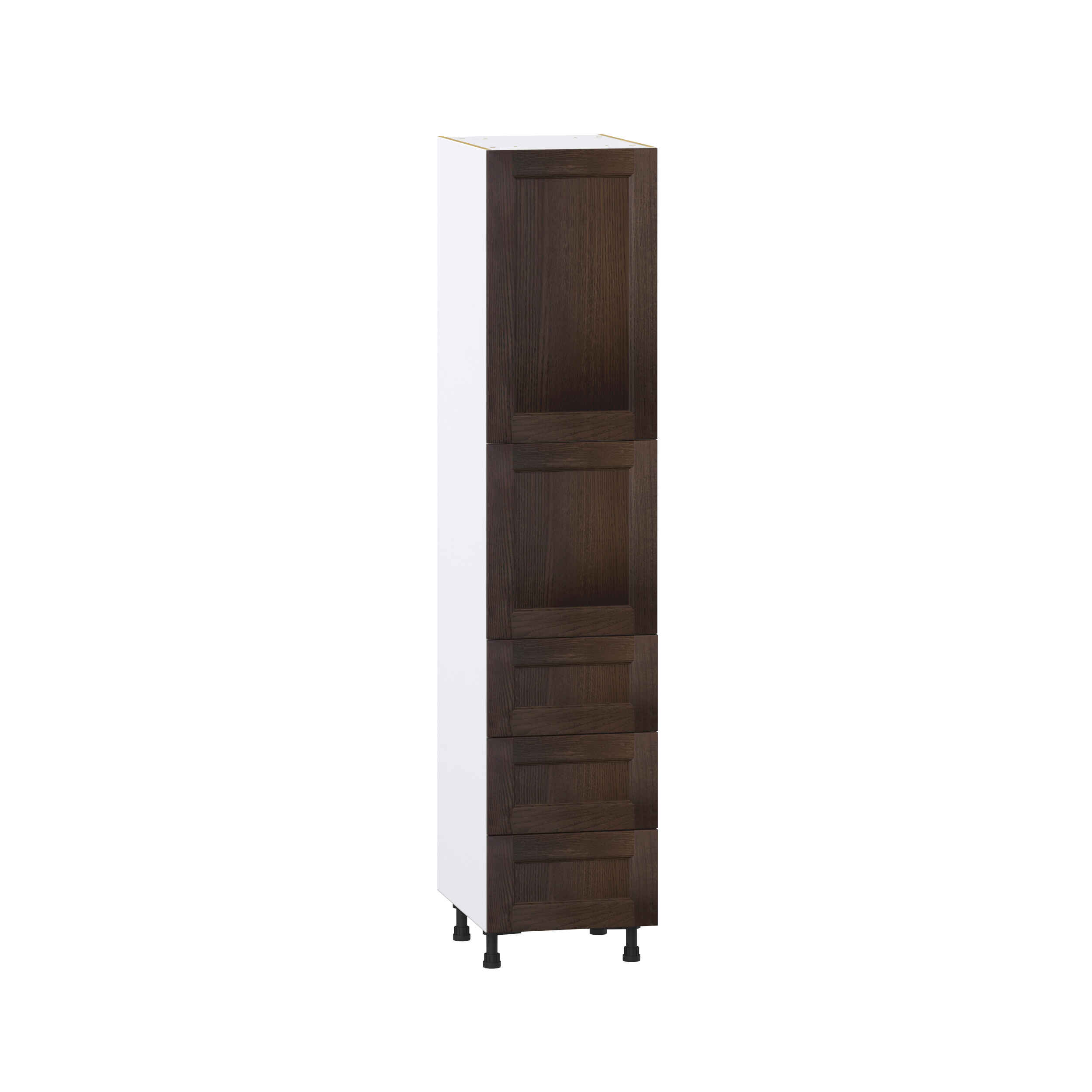 Summerina Chestnut Solid Wood Recessed Assembled Pantry Cabinet 2 Doors with 3 Drawers and 2 Inner Drawers (18 in. W X 84.5 in. H X 24 in. D)