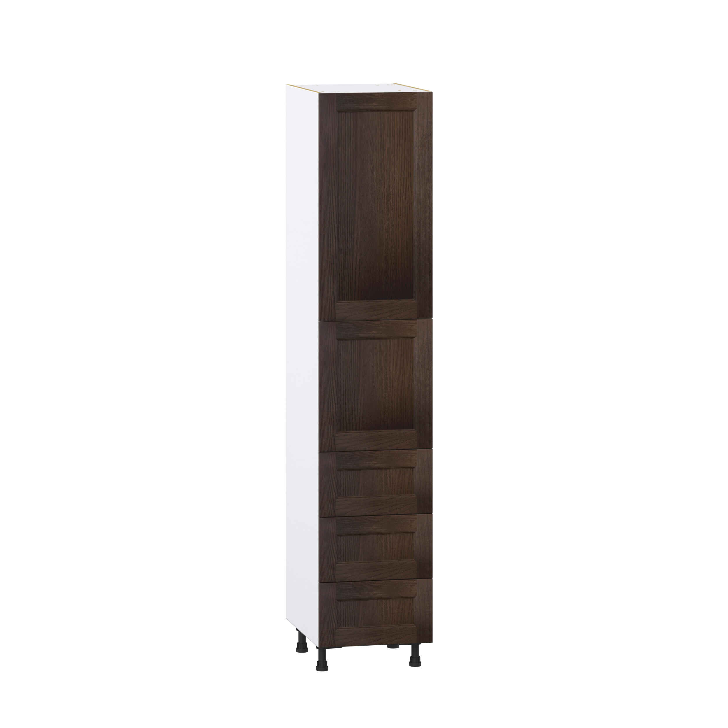 Summerina Chestnut Solid Wood Recessed Assembled Pantry Cabinet 1 Doors with 3 Drawers and 2 Inner Drawers (18 in. W X 89.5 in. H X 24 in. D)