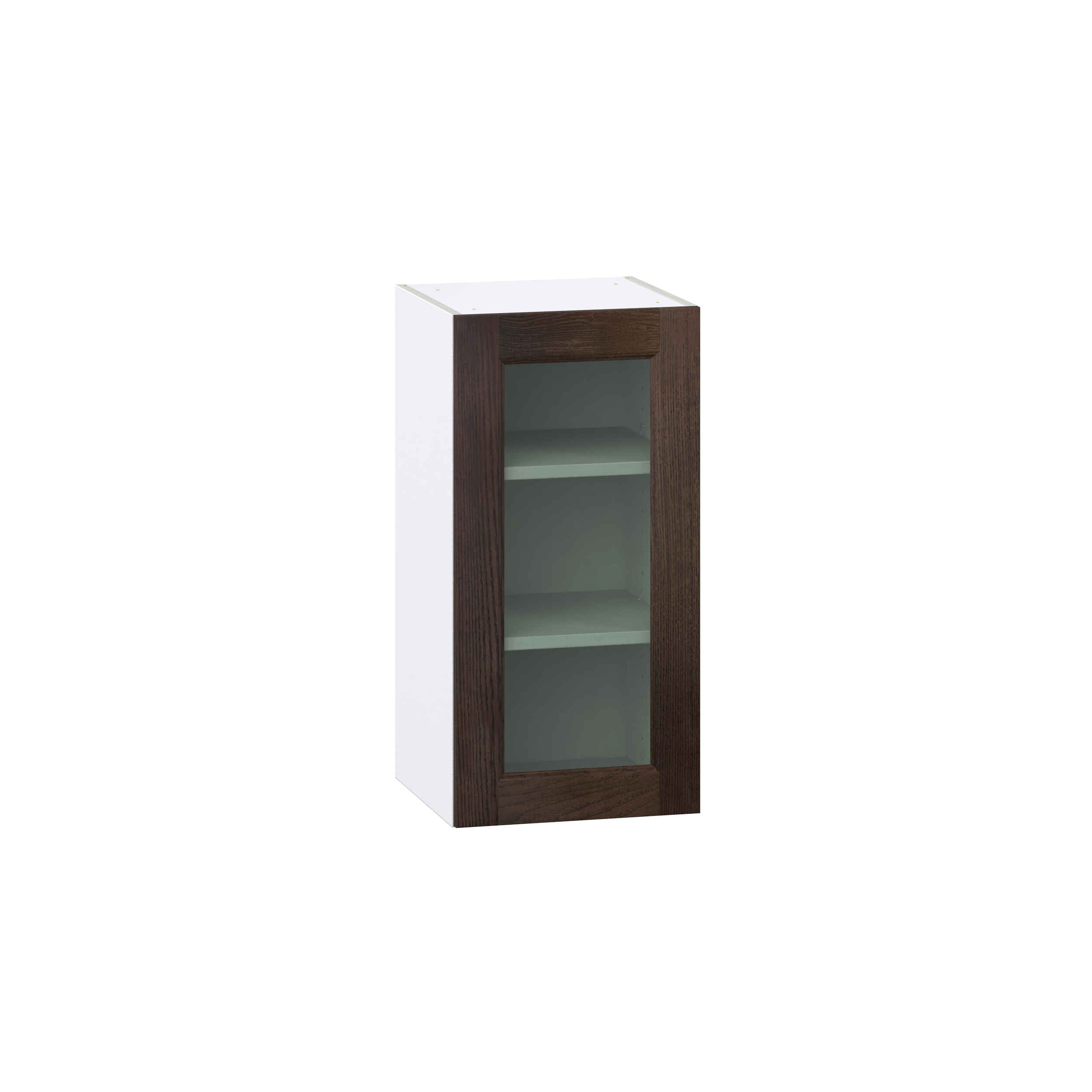 Summerina Chestnut Solid Wood Assembled Wall  Cabinet with a Full High Glass Door (15 in. W x 30 in. H x 14 in. D)