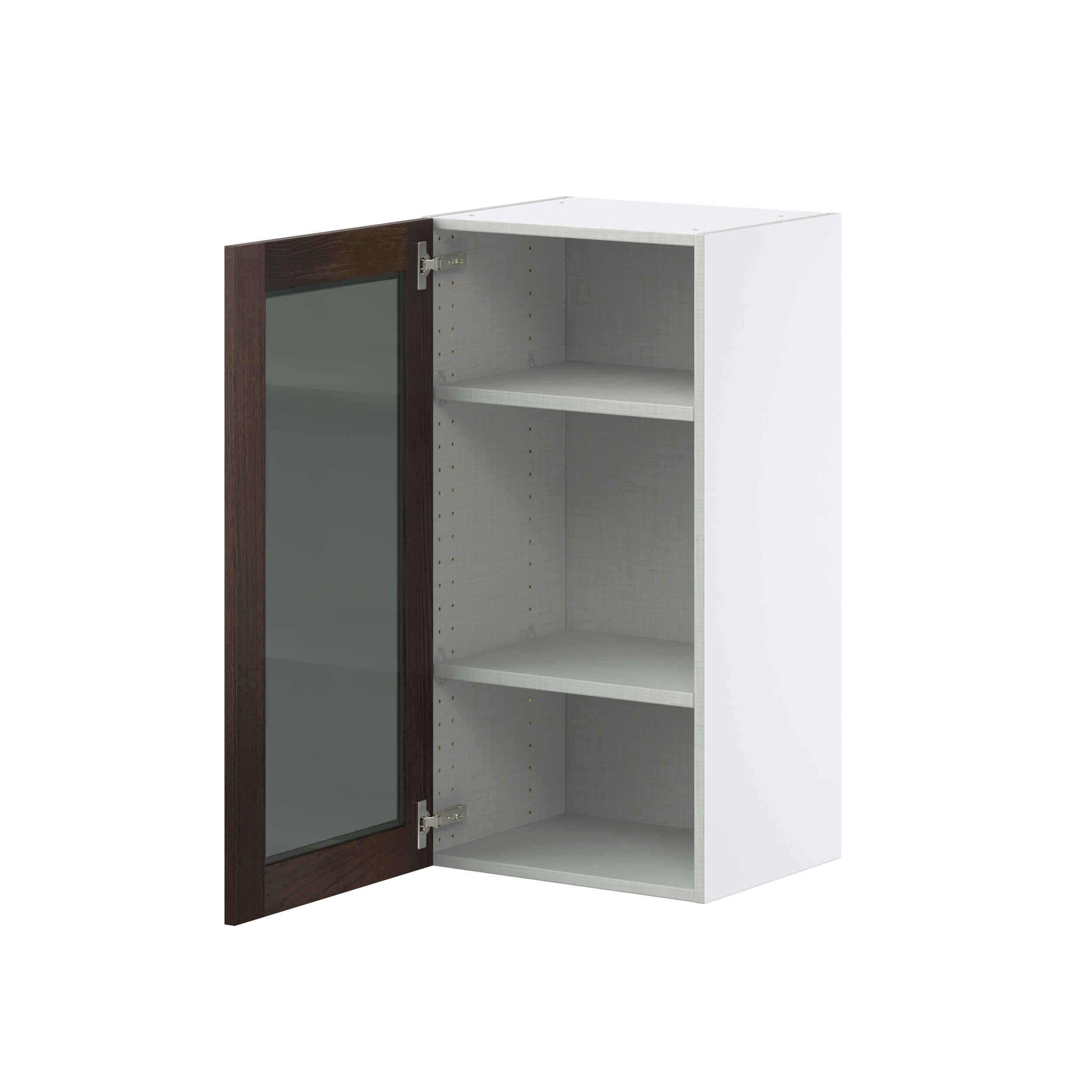 Summerina Chestnut Solid Wood Assembled Wall  Cabinet with a Full High Glass Door (18 in. W x 35 in. H x 14 in. D)