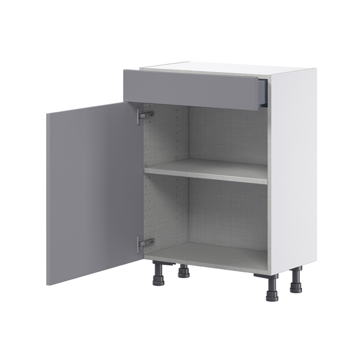 Willow Painted Slate Gray  Shaker Assembled Shallow Base Cabinet with 1 Door and 1 Drawer (24 in. W x 34.5 in. H x 14 in. D)