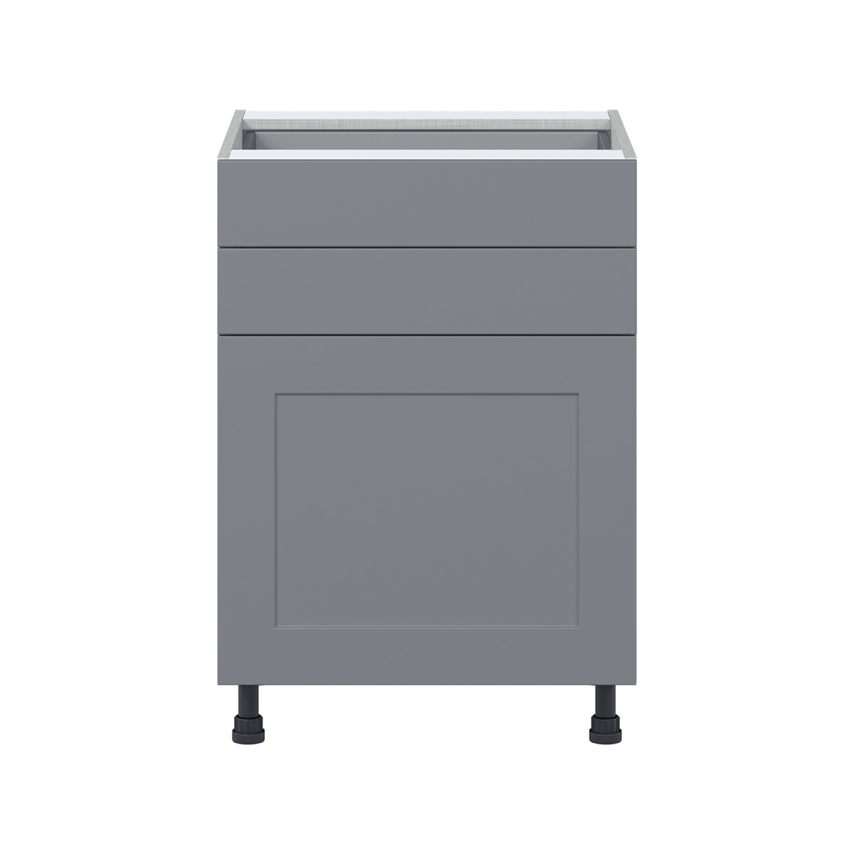 Willow Painted Slate Gray  Shaker Assembled Base Cabinet with 1 Door and Two 5 in. Drawers (24 in. W x 34.5 in. H x 24 in. D)