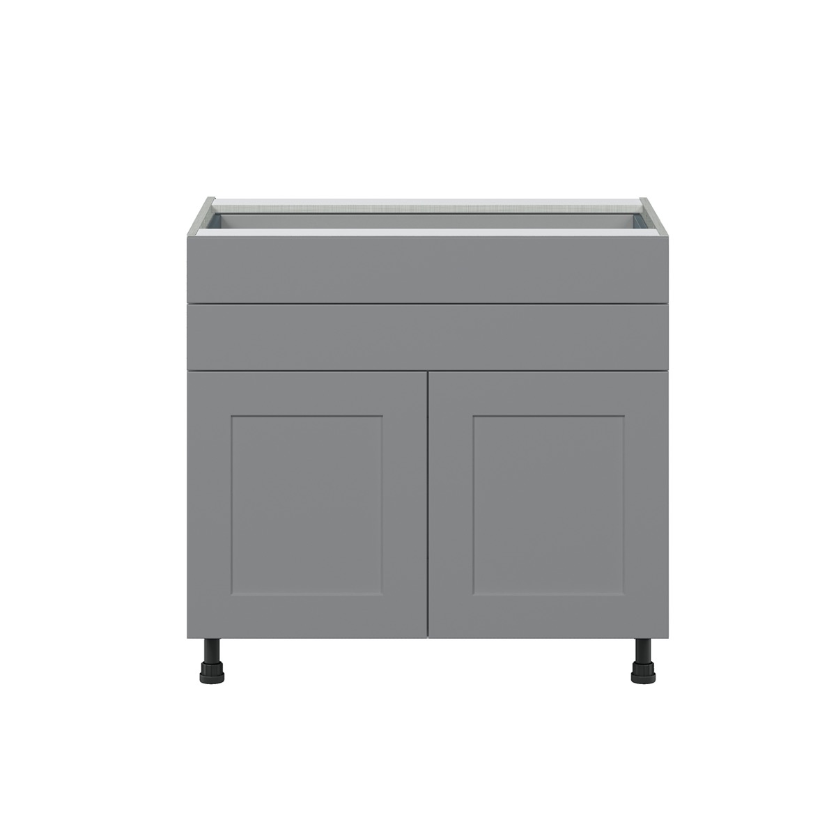 Willow Painted Slate Gray  Shaker Assembled Base Cabinet with Two Doors and Two 5 in. Drawers (36 in. W x 34.5 in. H x 24 in. D)