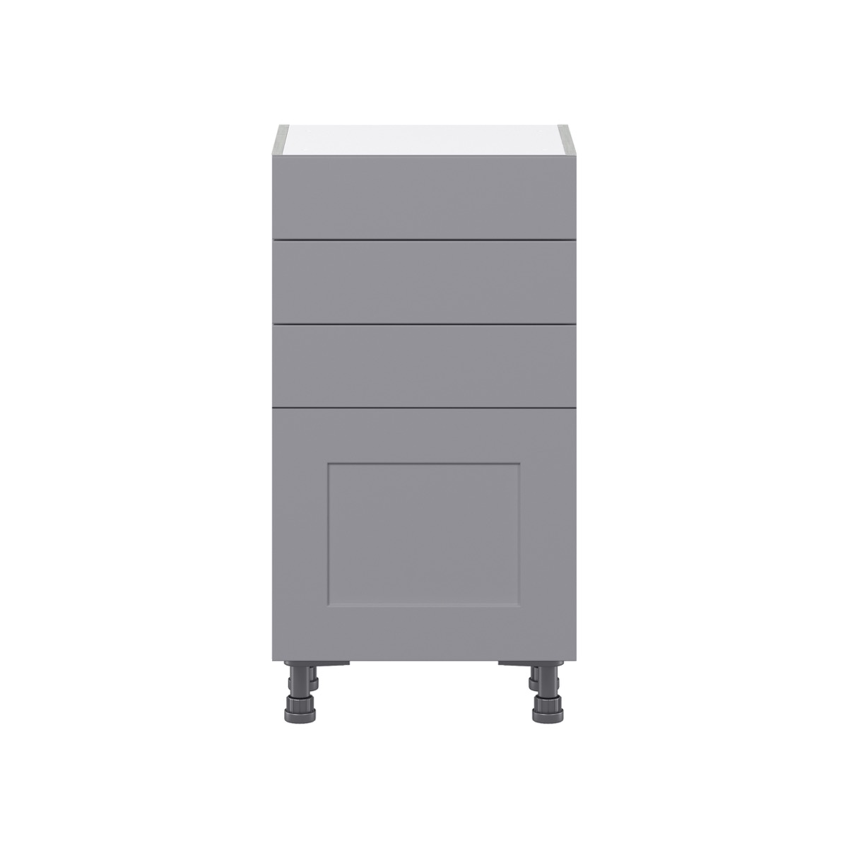 Willow Painted Slate Gray  Shaker Assembled Shallow Base Cabinet with 1 Door and Three 5 In. Drawers (18 in. W x 34.5 in. H x 14 in. D)