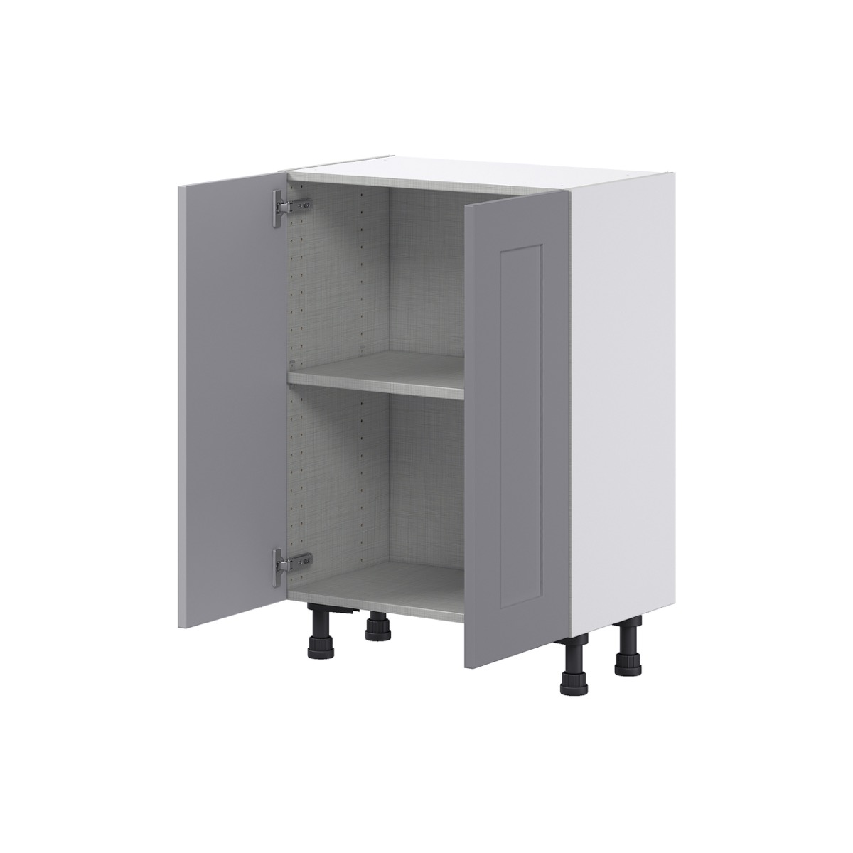 Willow Painted Slate Gray  Shaker Assembled Shallow Base Cabinet with 2 Full High Doors (24 in. W x 34.5 in. H x 14 in. D)