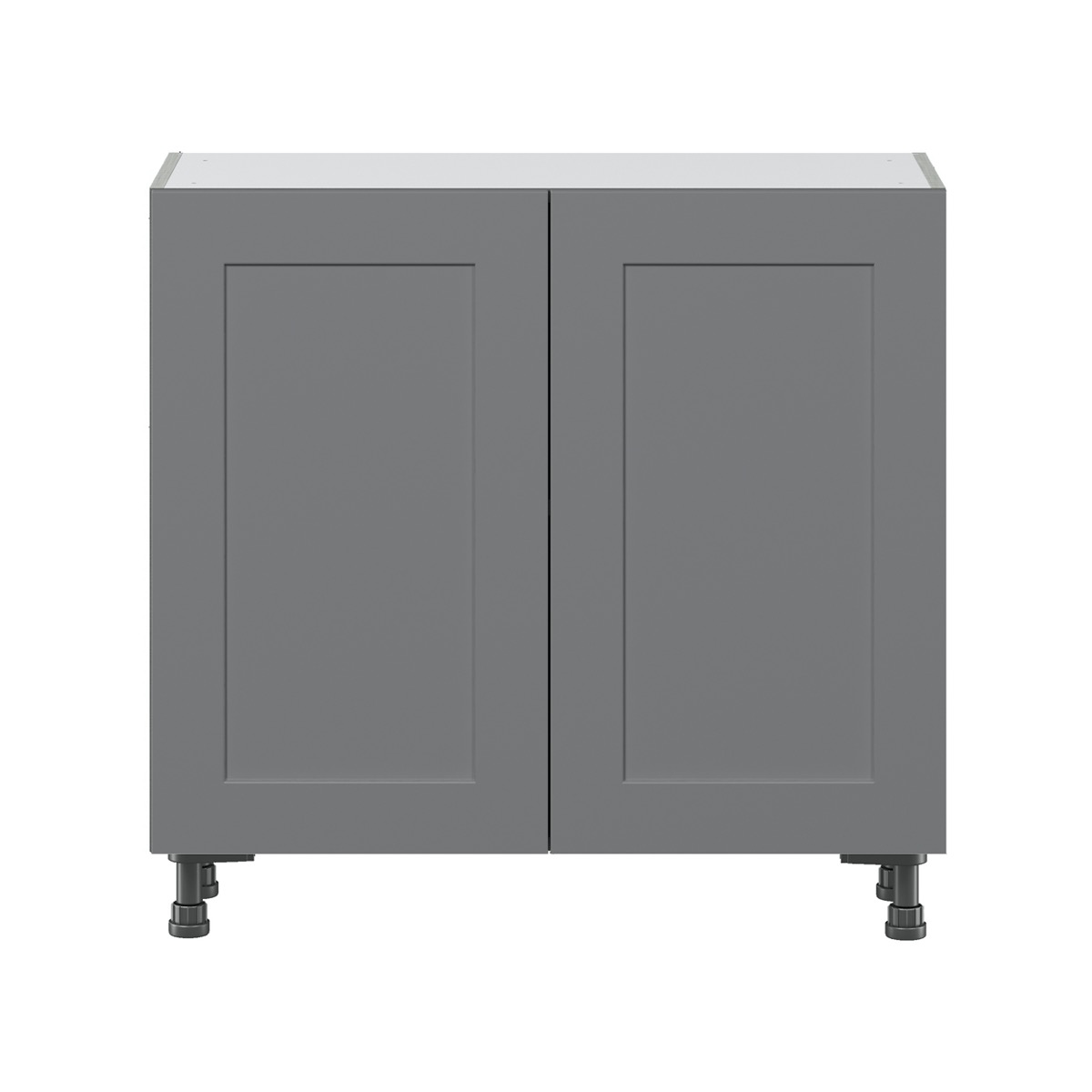 Willow Painted Slate Gray  Shaker Assembled Shallow Base Cabinet with 2 Full High Doors (36 in. W x 34.5 in. H x 14 in. D)