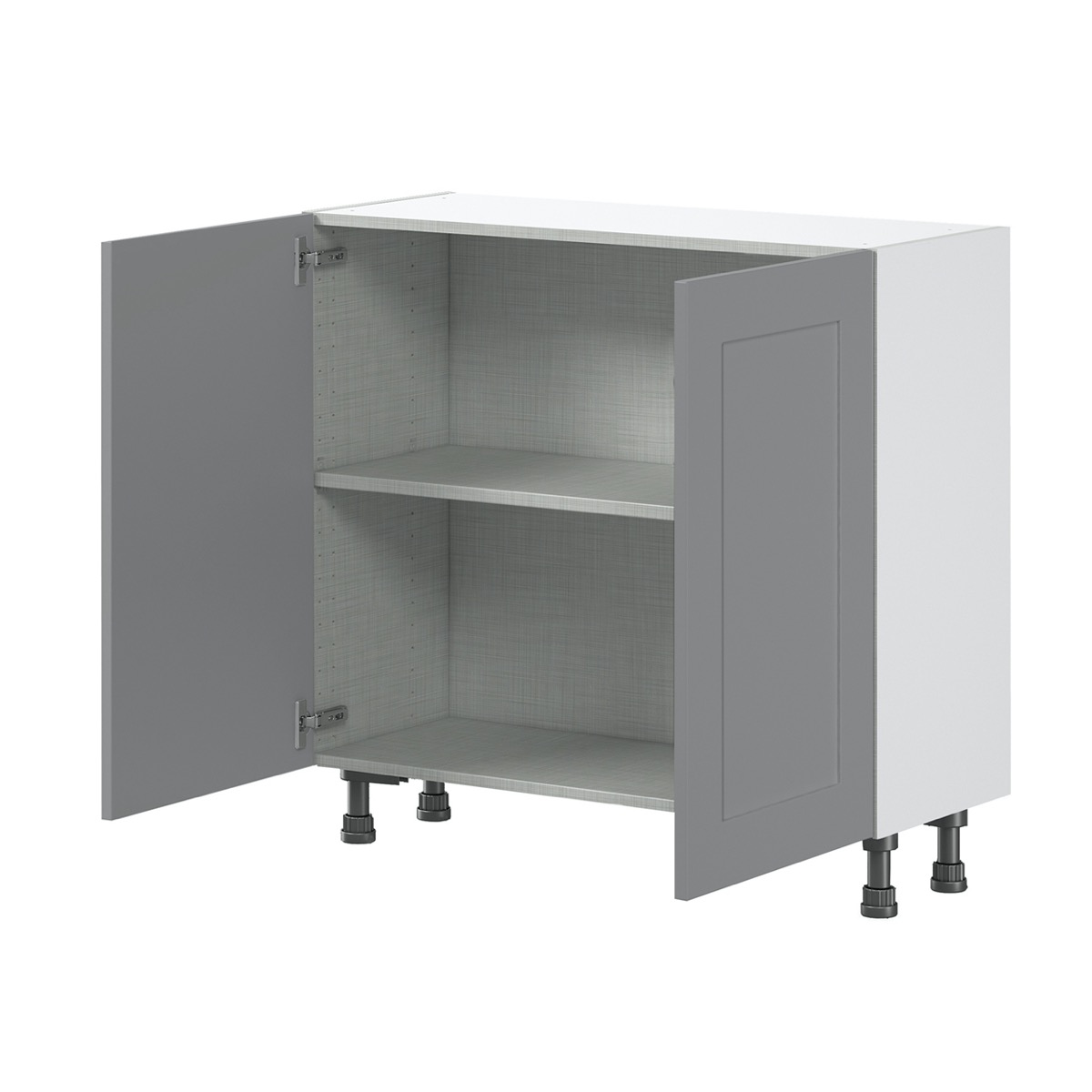 Willow Painted Slate Gray  Shaker Assembled Shallow Base Cabinet with 2 Full High Doors (36 in. W x 34.5 in. H x 14 in. D)