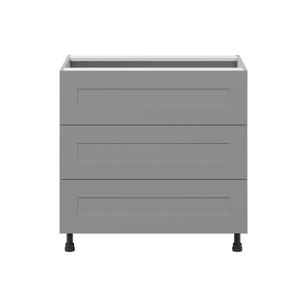 Willow Painted Slate Gray  Shaker Assembled Cooktop Base Cabinet with Three 10 in. Drawers (36 in. W x 34.5 in. H x 24 in. D)