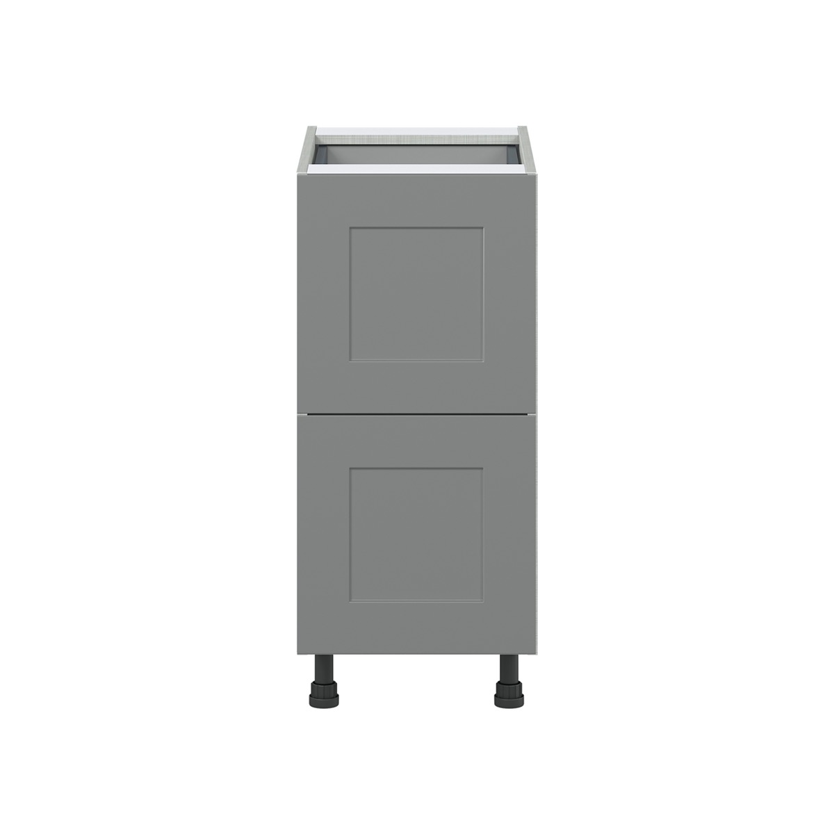 Willow Painted Slate Gray  Shaker Assembled Base Cabinet with 2 Drawers and 1 Inner Drawer (15 in. W x 34.5 in. H x 24 in. D)