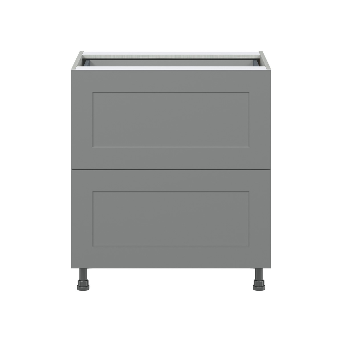 Willow Painted Slate Gray  Shaker Assembled Base Cabinet with 2 Drawers and 1 Inner Drawer (30 in. W x 34.5 in. H x 24 in. D)