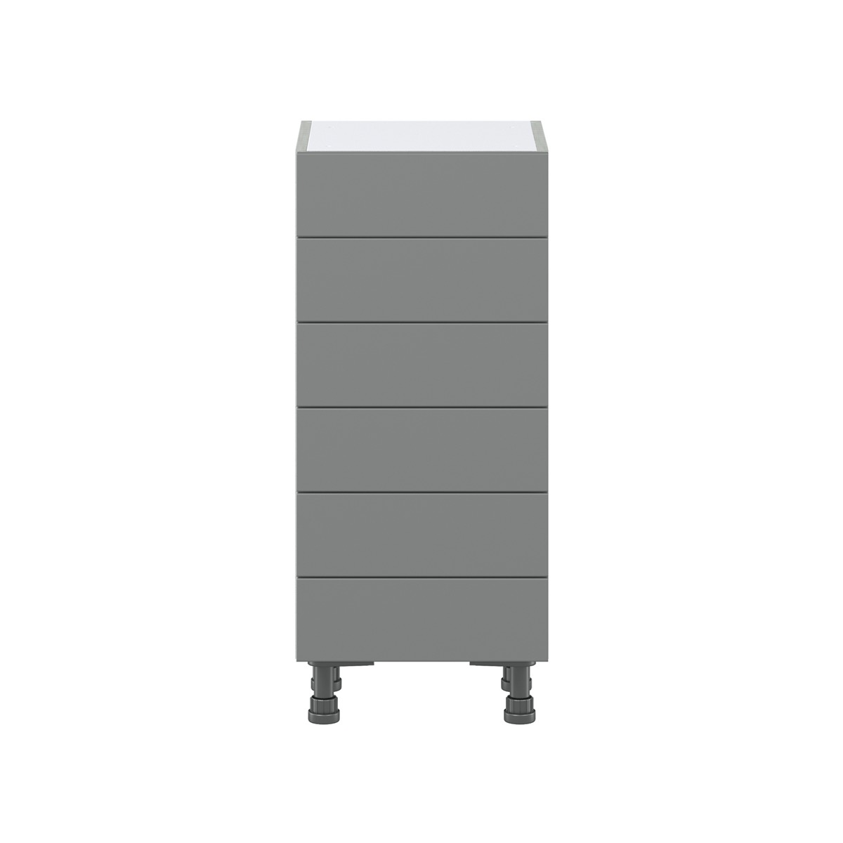 Willow Painted Slate Gray  Shaker Assembled Shallow Base Cabinet with 6 Drawers (15 in. W x 34.5 in. H x 14 in. D)