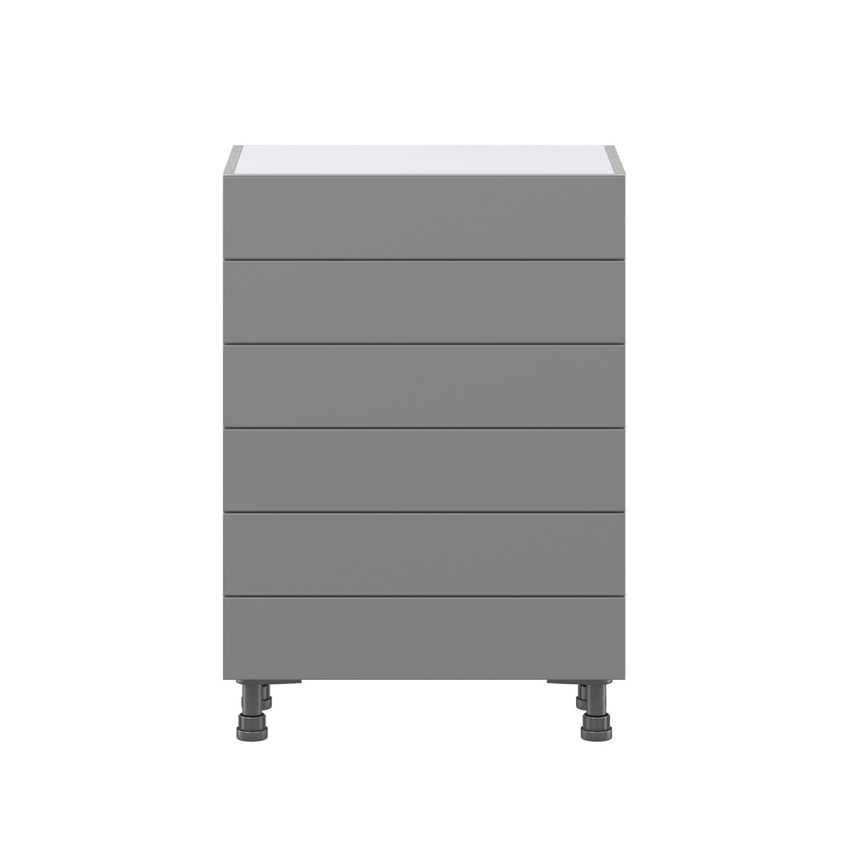 Willow Painted Slate Gray  Shaker Assembled Shallow Base Cabinet with 6 Drawers (24 in. W x 34.5 in. H x 14 in. D)