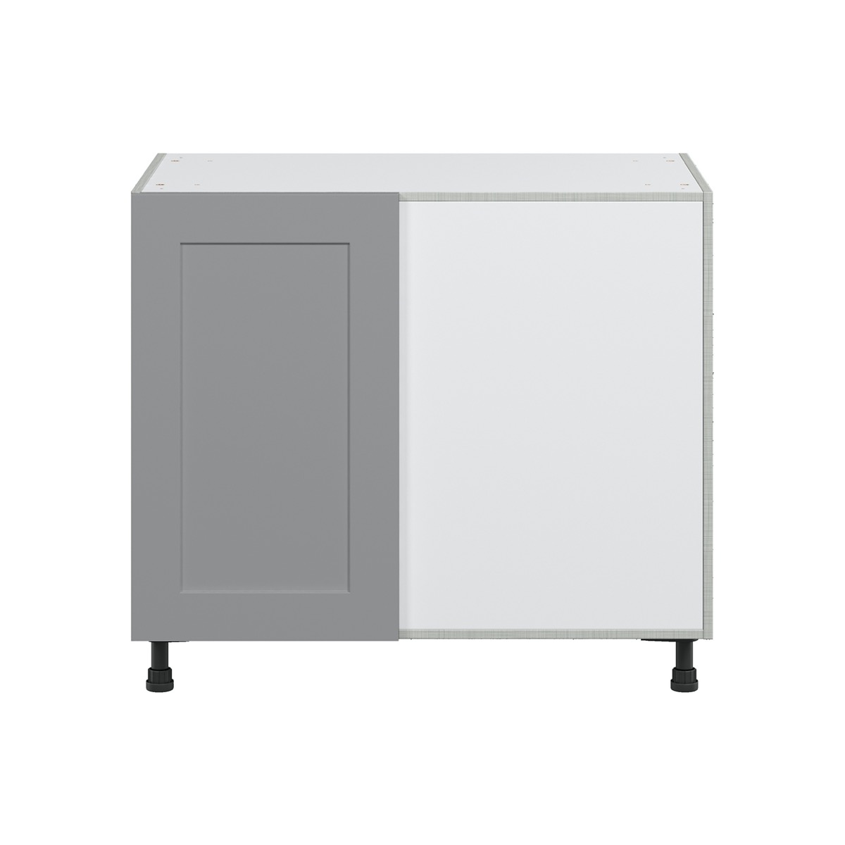 Willow Painted Slate Gray  Shaker Assembled Blind Base Corner  Cabinet with Right Pull Out (39 in. W x 34.5 in. H x 24 in. D)