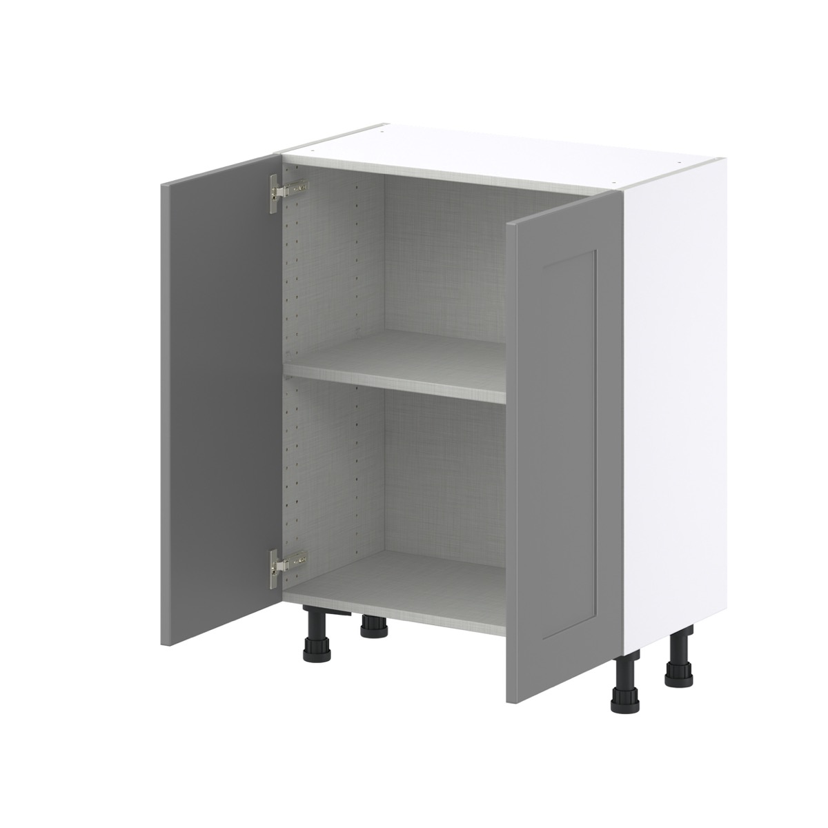 Willow Painted Slate Gray  Shaker Assembled Shallow Base Cabinet with 2 Full High Doors (27 in. W X 34.5 in. H X 14 in. D)