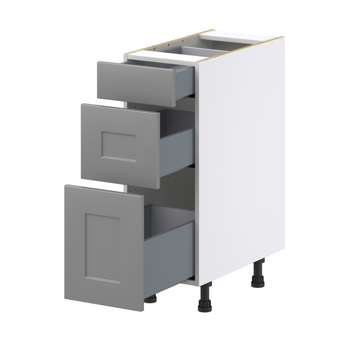 Willow Painted Slate Gray  Shaker Assembled Base Cabinet with 3 Drawers (12 in. W X 34.5 in. H X 24 in. D)