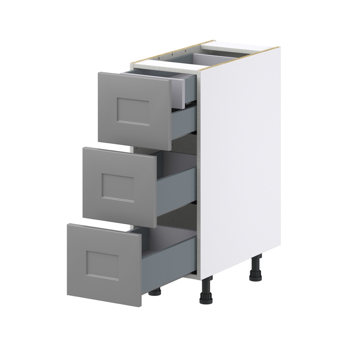 Willow Painted Slate Gray  Shaker Assembled Base Cabinet with Three 10 in. Drawers and 1 Inner Drawer (12 in. W X 34.5 in. H X 24 in. D)