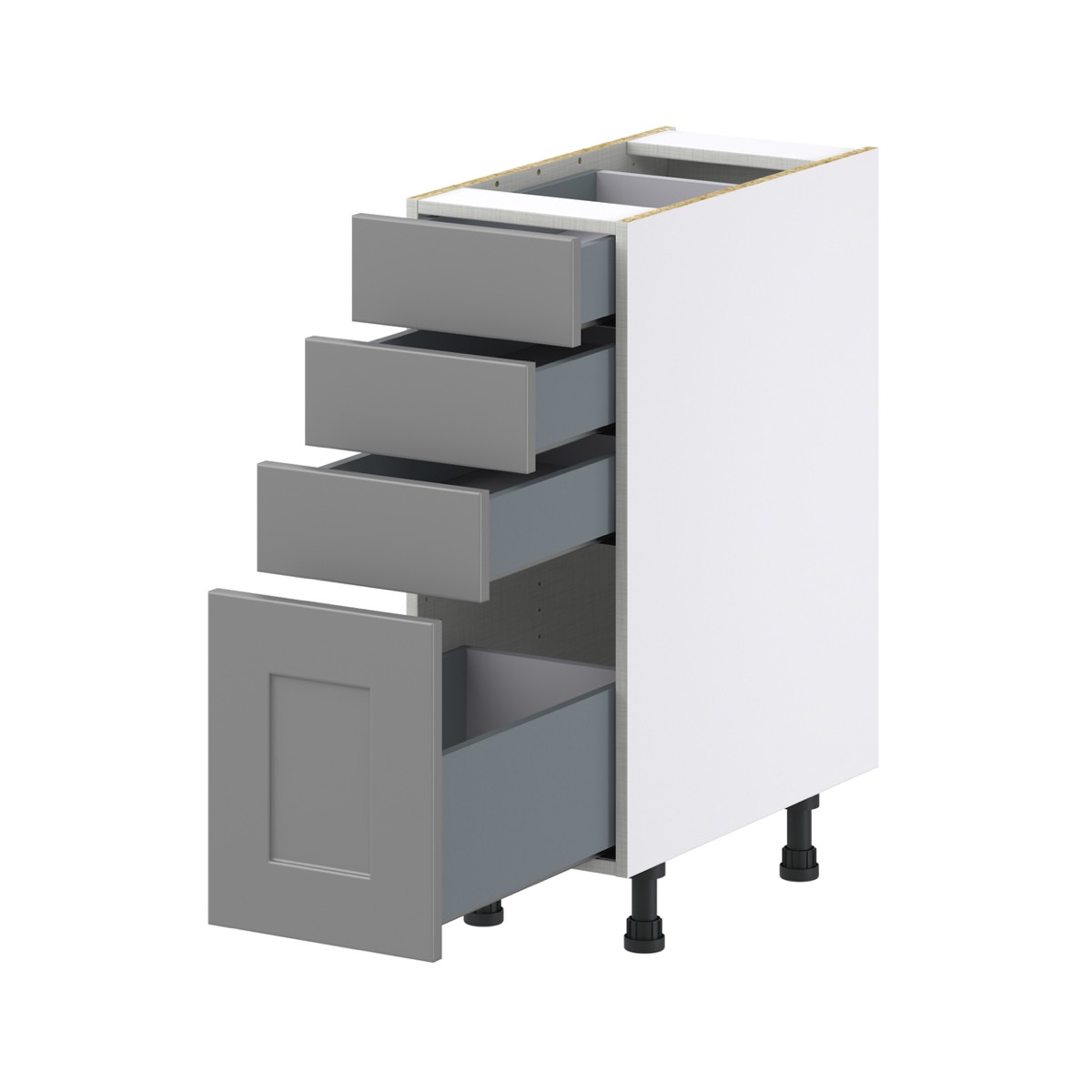 Willow Painted Slate Gray  Shaker Assembled Base Cabinet with 4 Drawers (12 in. W X 34.5 in. H X 24 in. D)