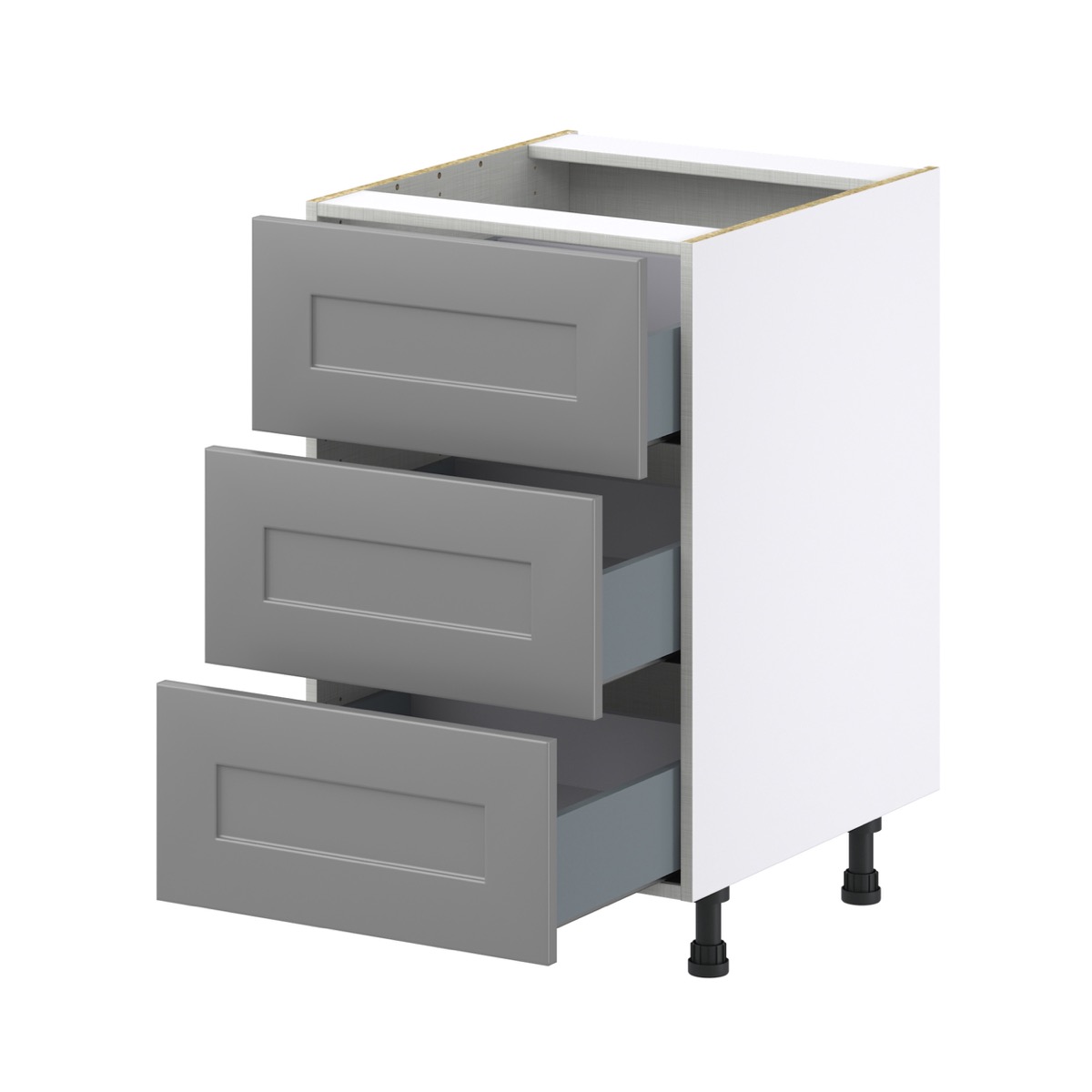 Willow Painted Slate Gray  Shaker Assembled Base Cabinet with Three 10 in. Drawers (21 in. W X 34.5 in. H X 24 in. D)