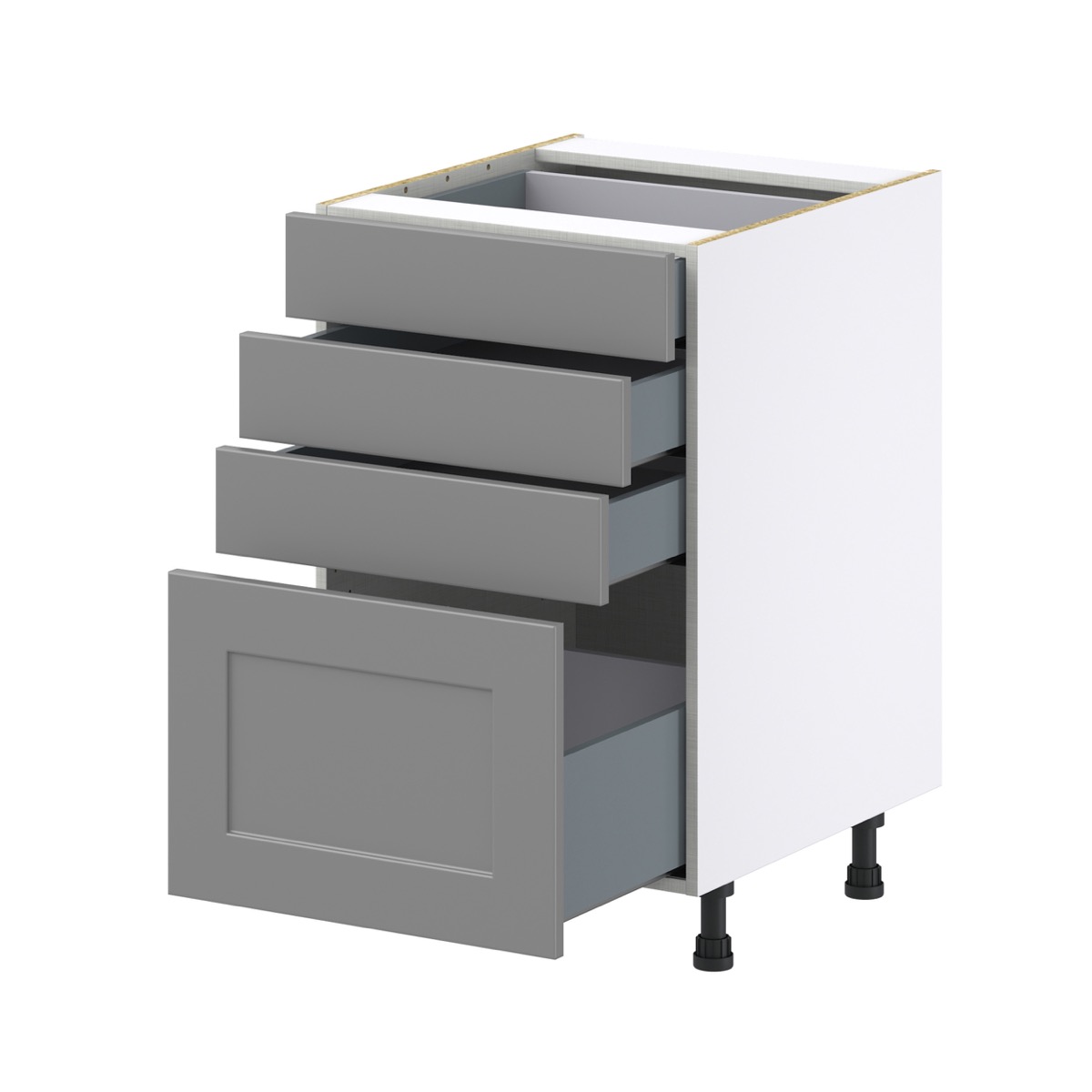 Willow Painted Slate Gray  Shaker Assembled Base Cabinet with 4 Drawers (21 in. W X 34.5 in. H X 24 in. D)