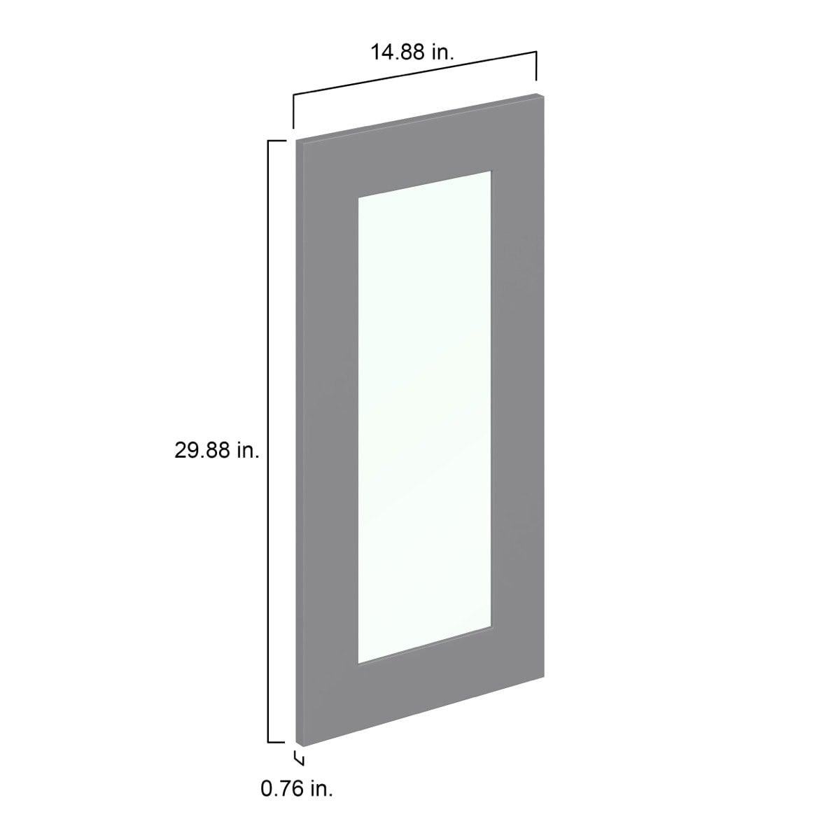 Willow Painted Slate Gray 15x30x0.75 in. Glass Door