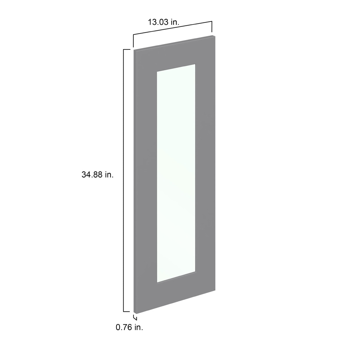 Willow Painted Slate Gray 13x35x0.75 in. Glass Door