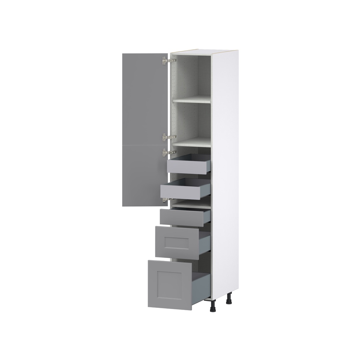 Willow Painted Slate Gray  Shaker Assembled Pantry  Cabinet with 2 Inner Drawers (15 in. W x 84.5 in. H x 24 in. D)