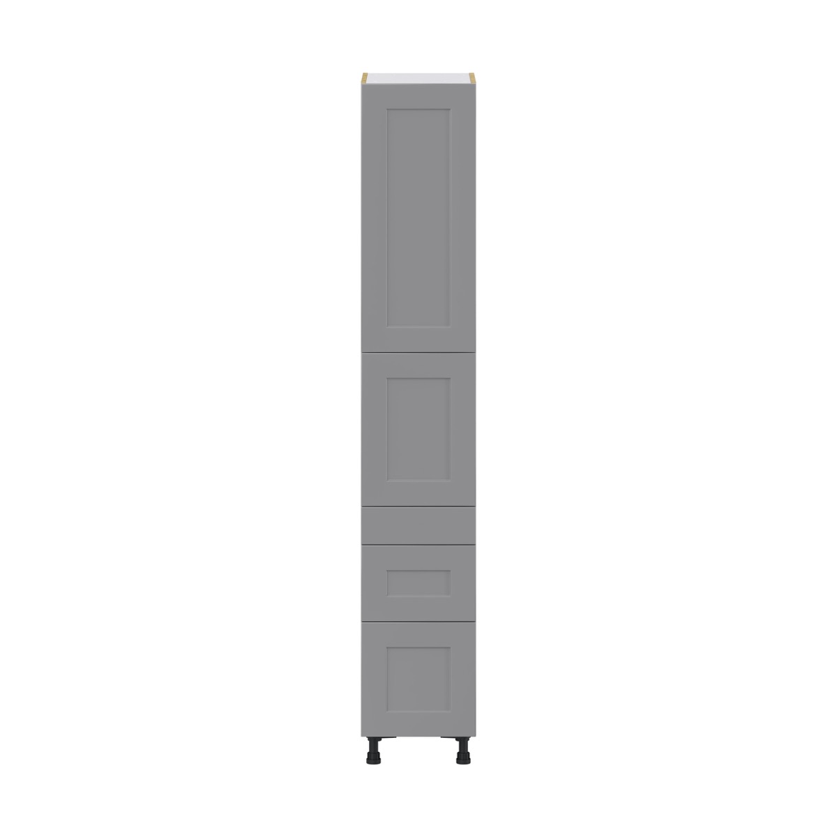 Willow Painted Slate Gray  Shaker Assembled Pantry  Cabinet with 3 Drawers and 2 Inner Drawers (15 in. W x 89.5 in. H x 24 in. D)