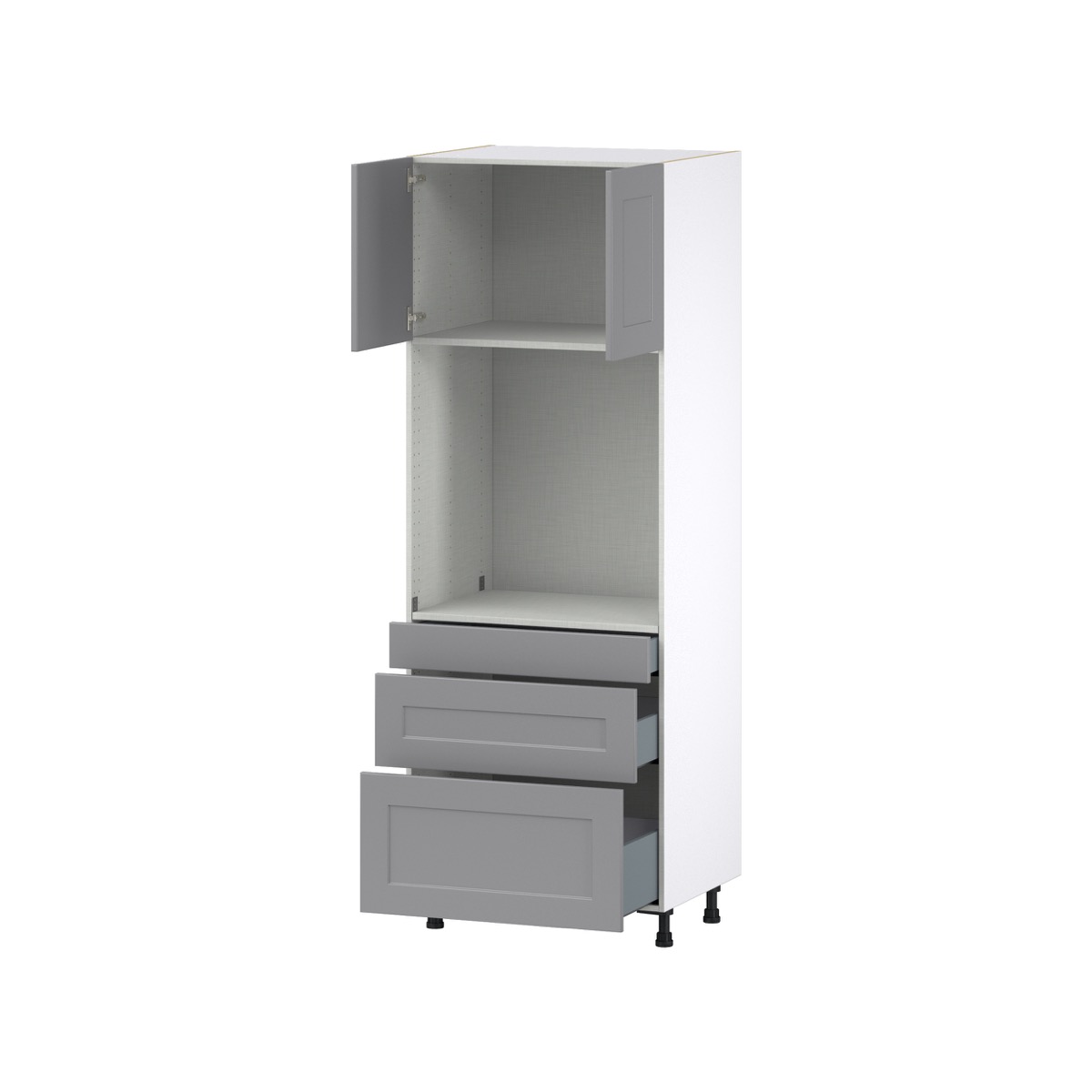 Willow Painted Slate Gray  Shaker Assembled Single Oven  Cabinet with 3 Drawers (30 in. W x 84.5 in. H x 24 in. D)